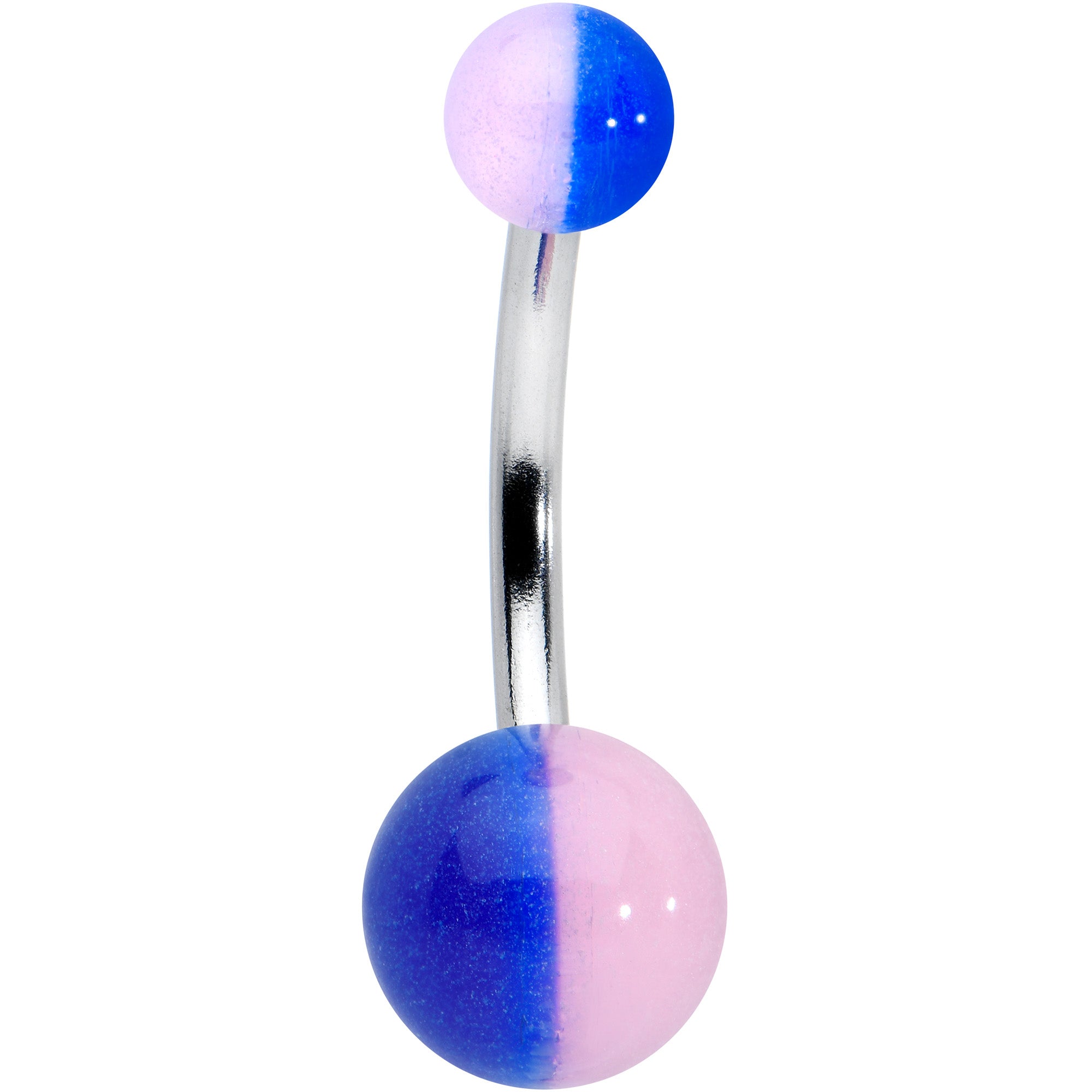 Two Tone Blue Pink Stripe Acrylic Ball Belly Ring