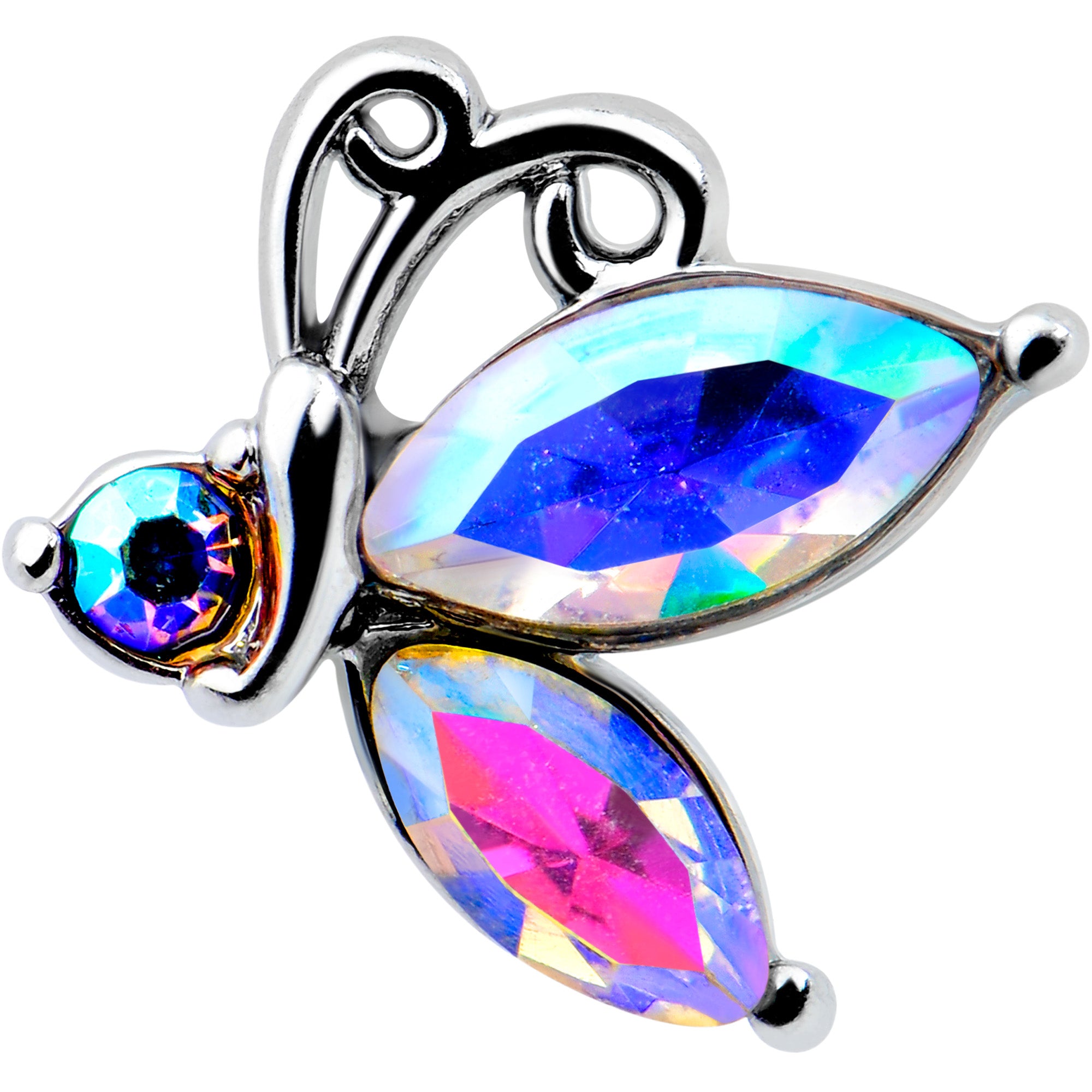 16G 5/16 Aurora CZ Gem Fleur de Lis Butterfly Labret Monroe Tragus