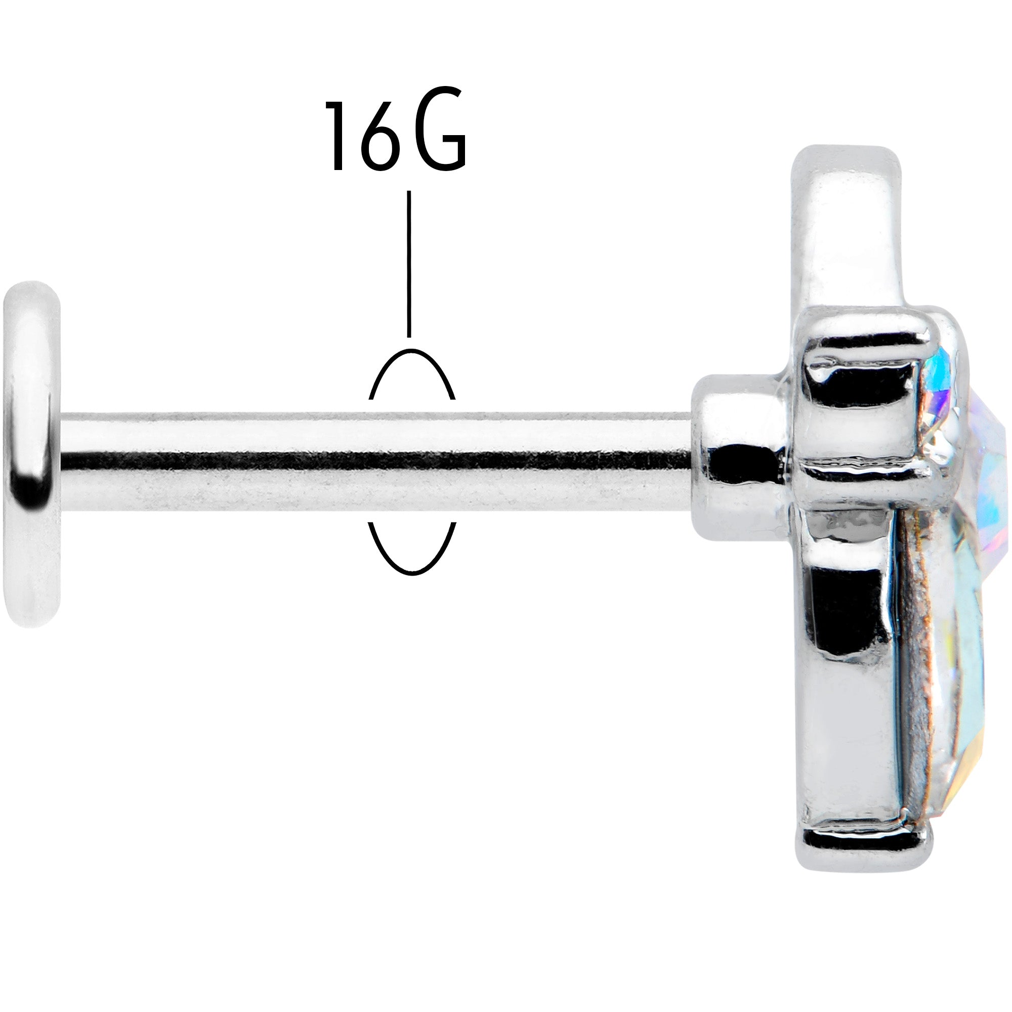 16G 5/16 Aurora CZ Gem Fleur de Lis Butterfly Labret Monroe Tragus