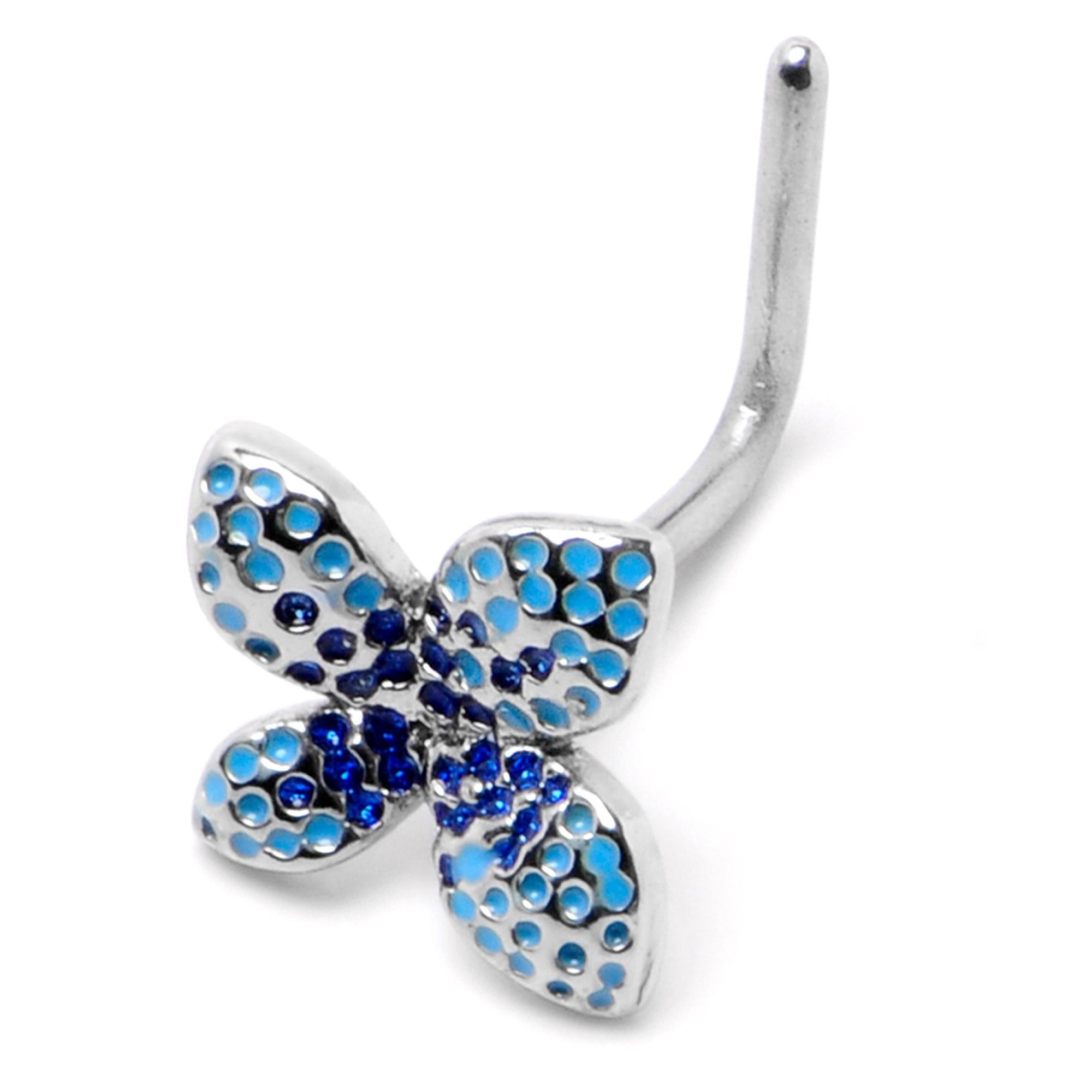 20 Gauge 7mm Glamour Butterfly L Shape Nose Ring