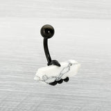 White Howlite Stone Black Claw Belly Ring