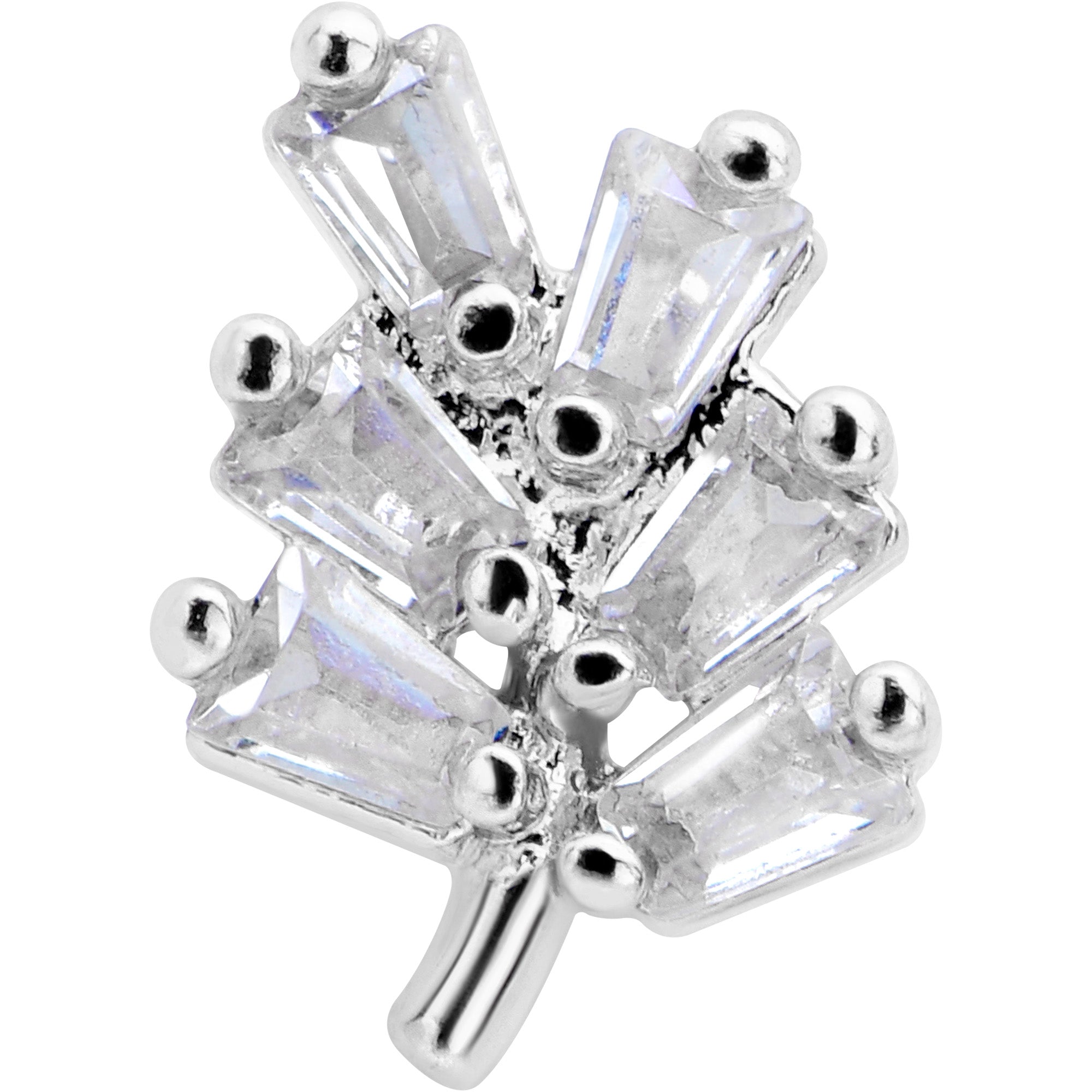 16G 5/16 Clear CZ Gem Leafy Branch Threadless Labret Monroe Tragus