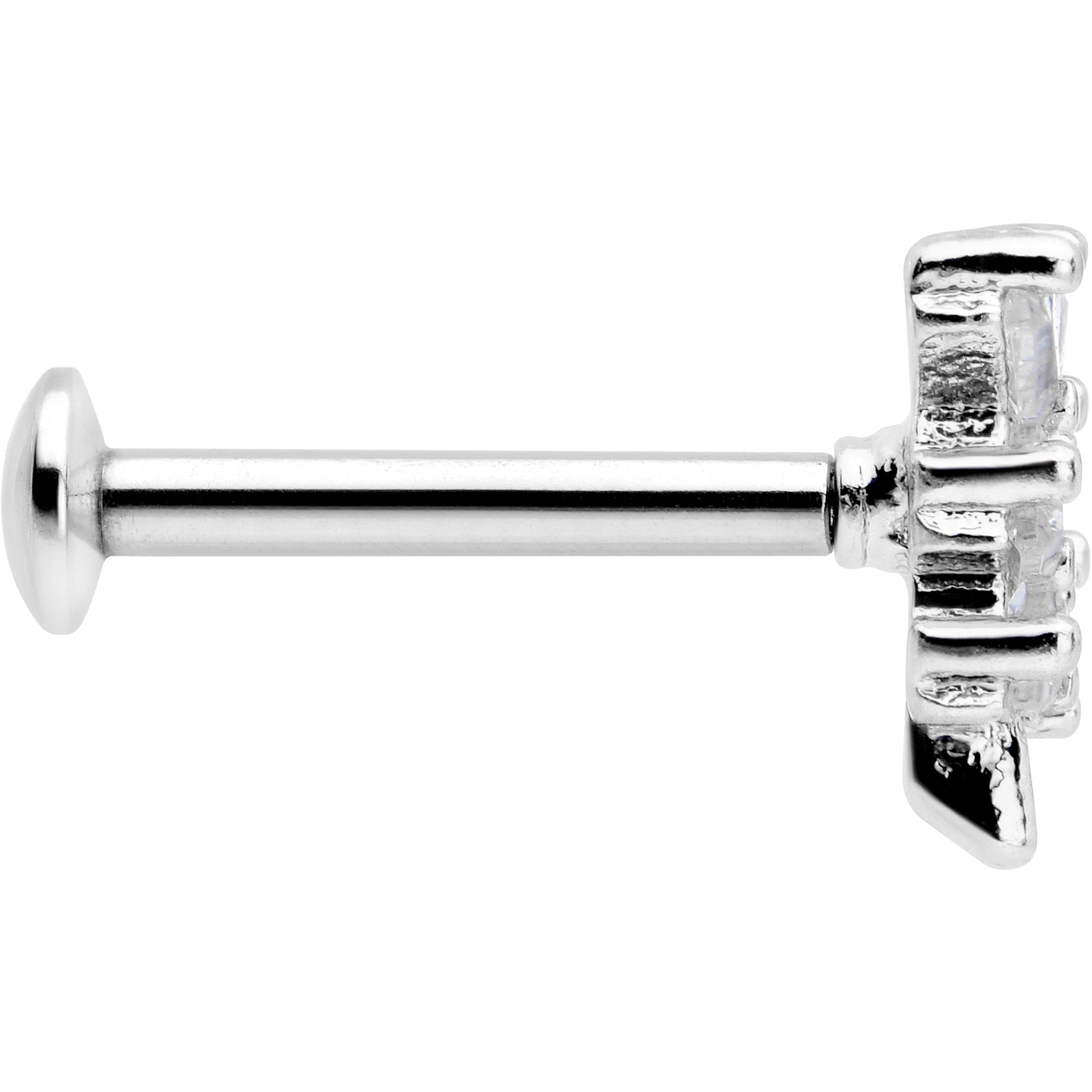 16G 5/16 Clear CZ Gem Leafy Branch Threadless Labret Monroe Tragus