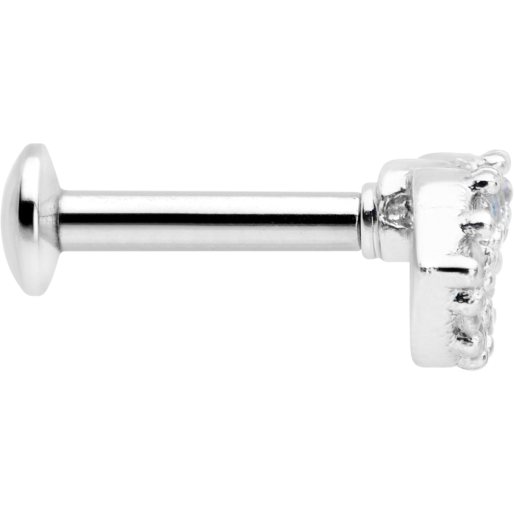 16G 1/4 Clear CZ Gem Kissy Lips Threadless Labret Tragus