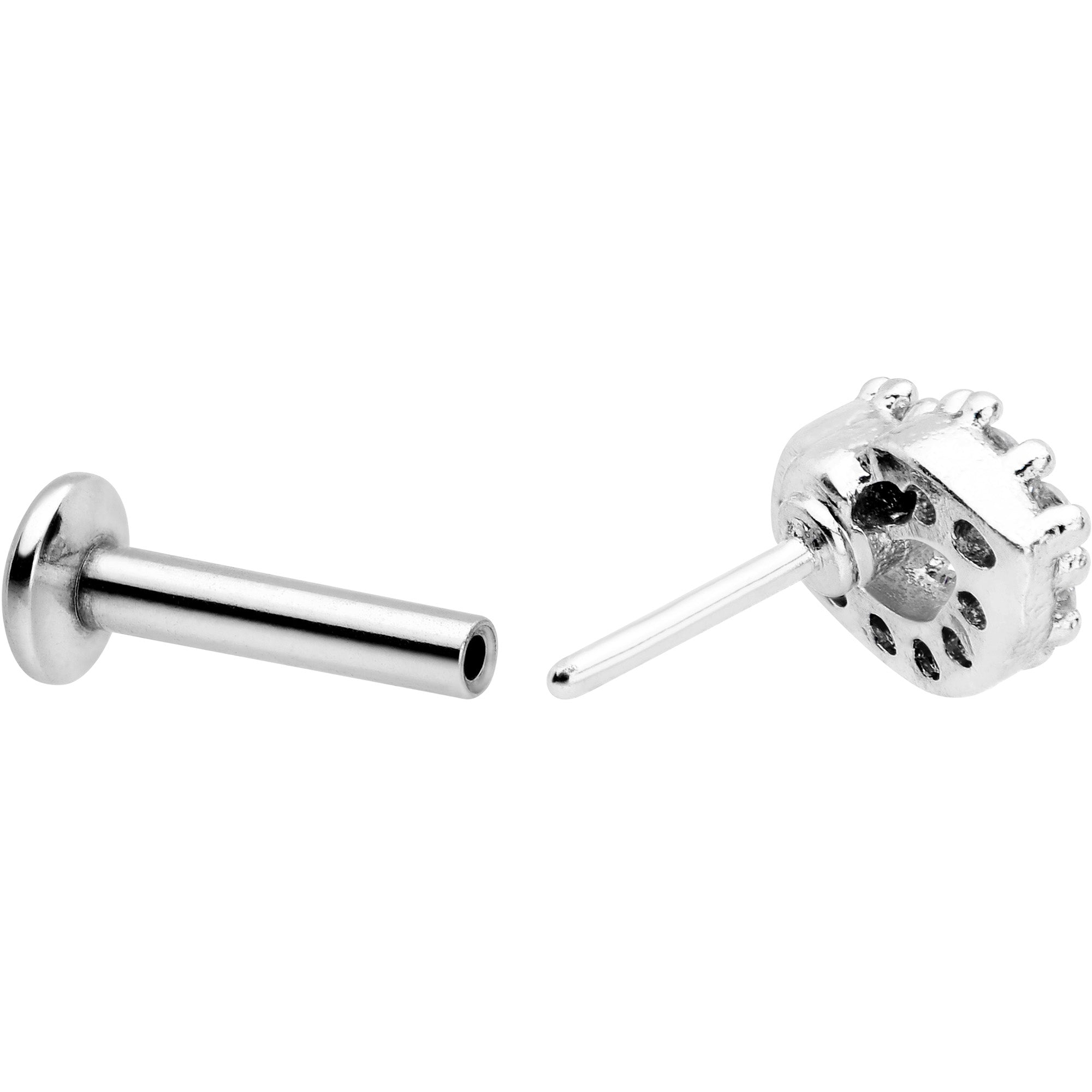 16G 1/4 Clear CZ Gem Kissy Lips Threadless Labret Tragus