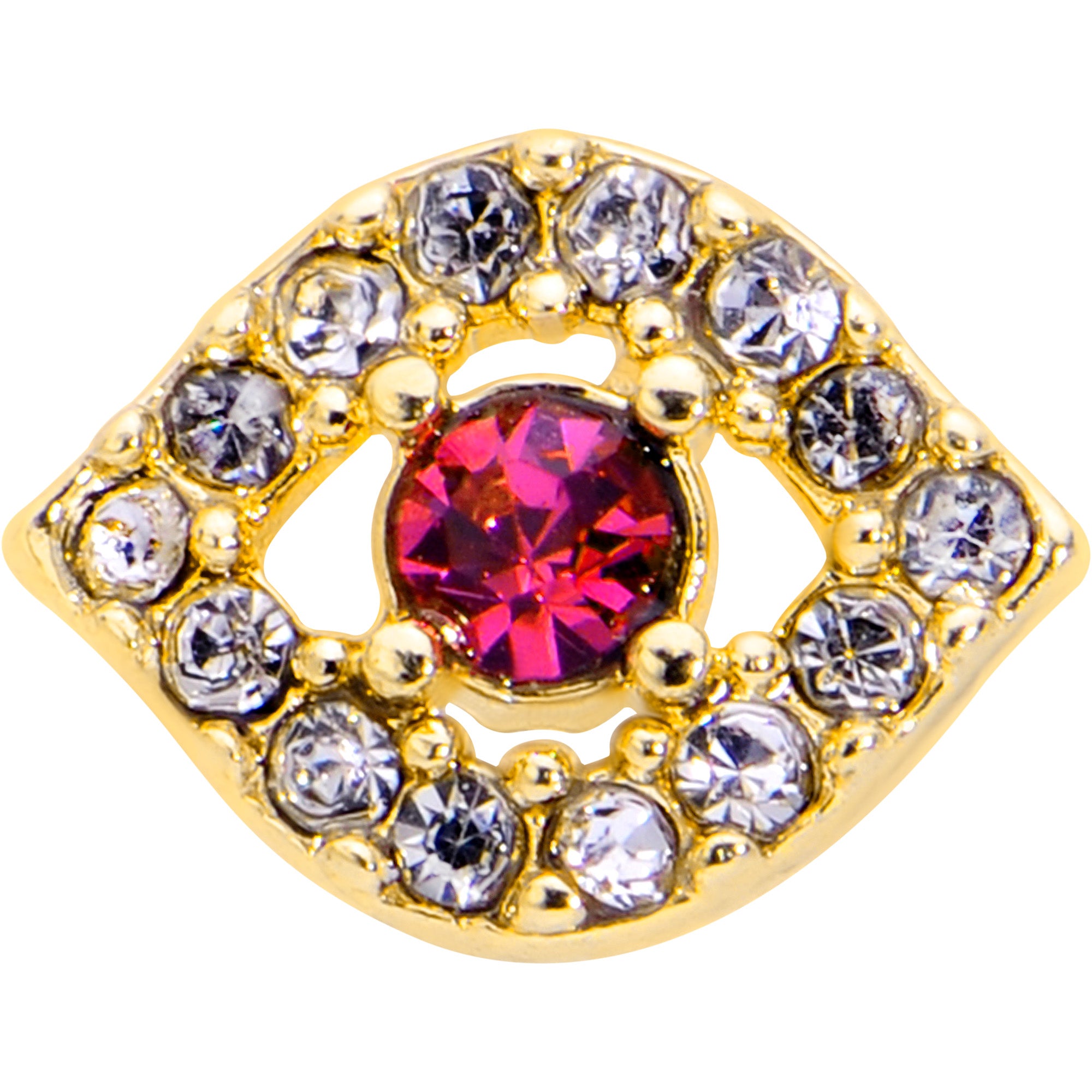 16G 1/4 Clear Pink Gem Gold Tone Open Eye Labret