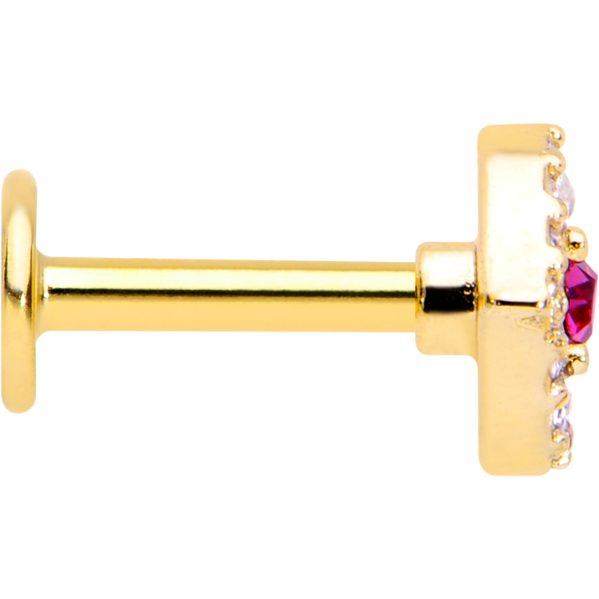 16G 1/4 Clear Pink Gem Gold Tone Open Eye Labret