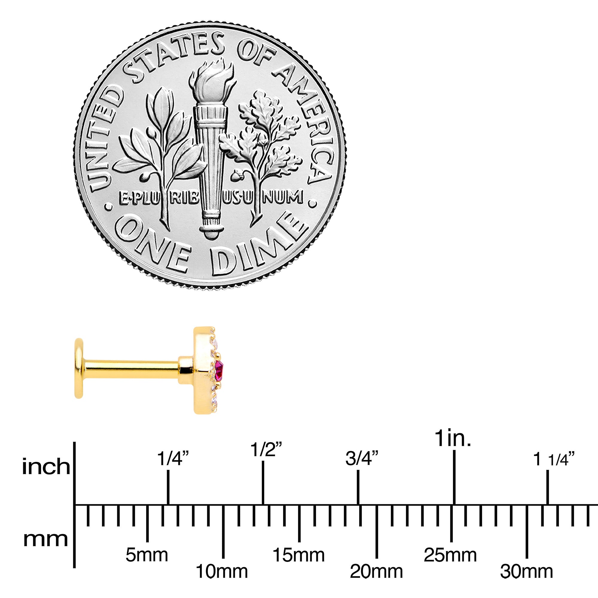 16G 1/4 Clear Pink Gem Gold Tone Open Eye Labret