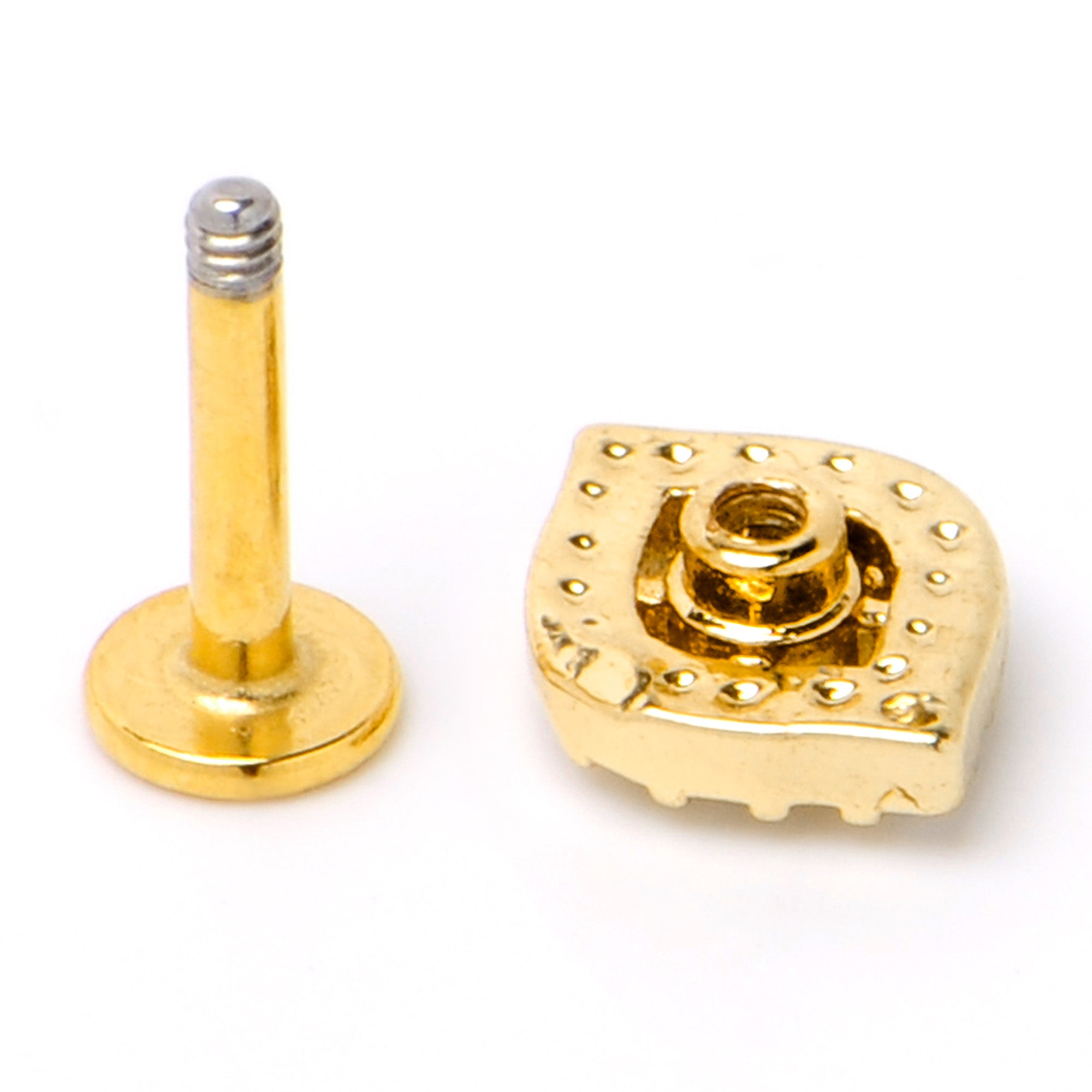 16G 1/4 Clear Pink Gem Gold Tone Open Eye Labret