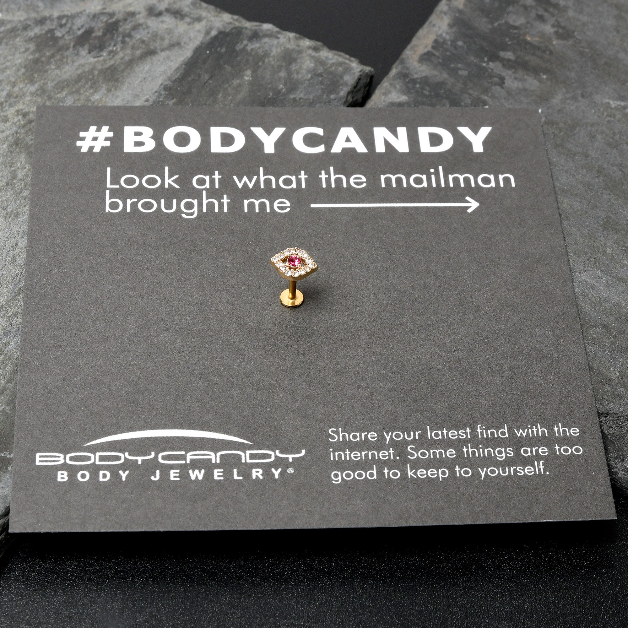 16G 1/4 Clear Pink Gem Gold Tone Open Eye Labret