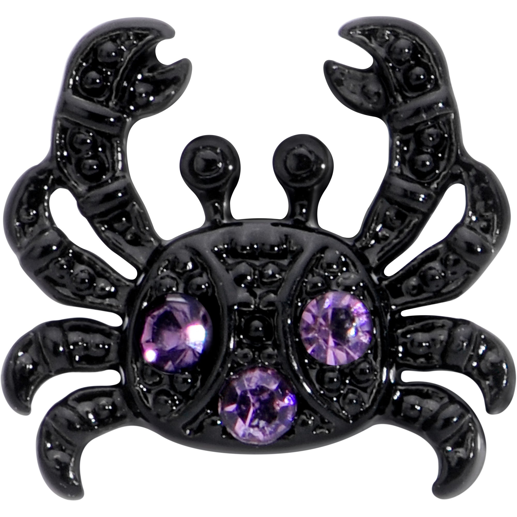 16G 1/4 Purple Gem Black Chic Crab Labret