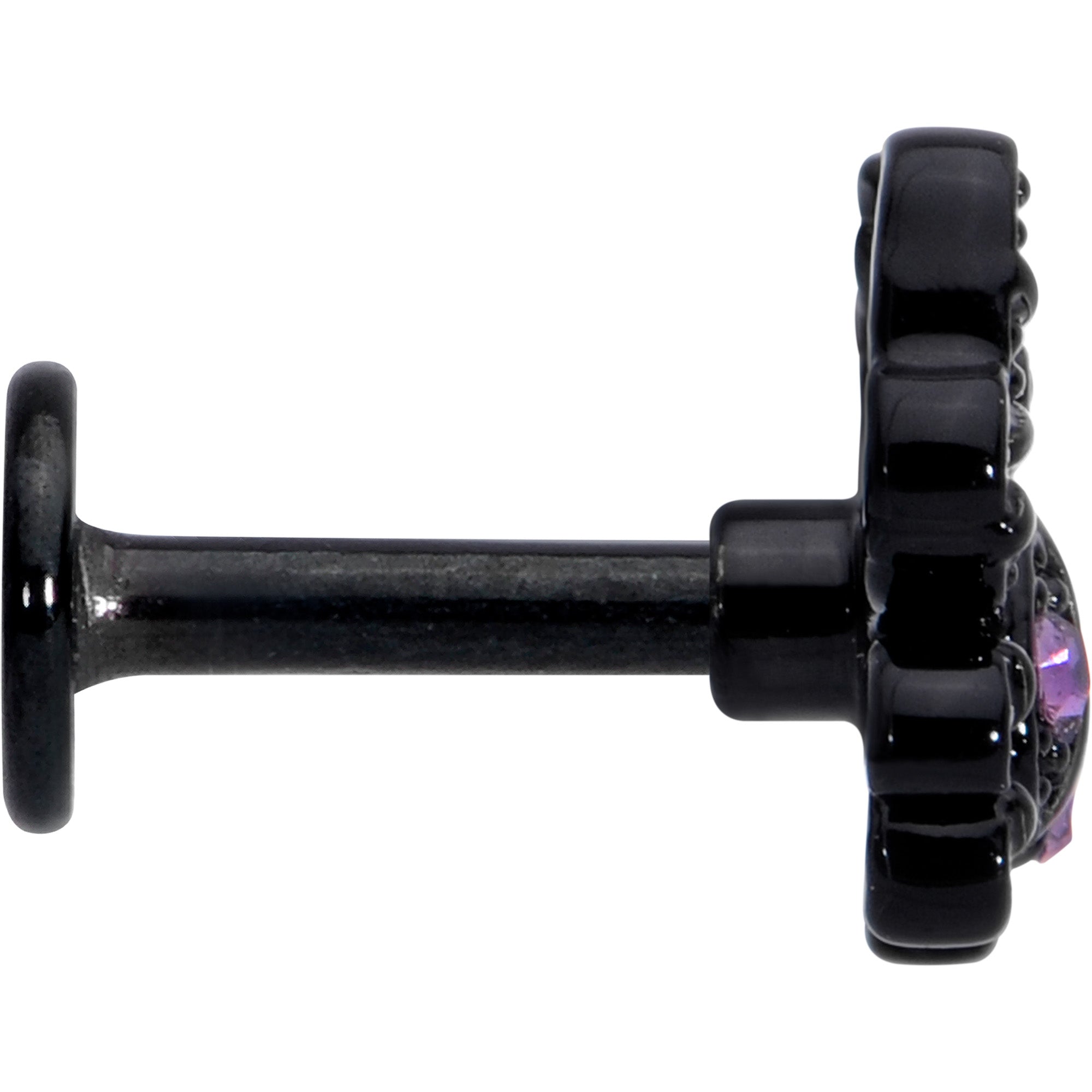 16G 1/4 Purple Gem Black Chic Crab Labret