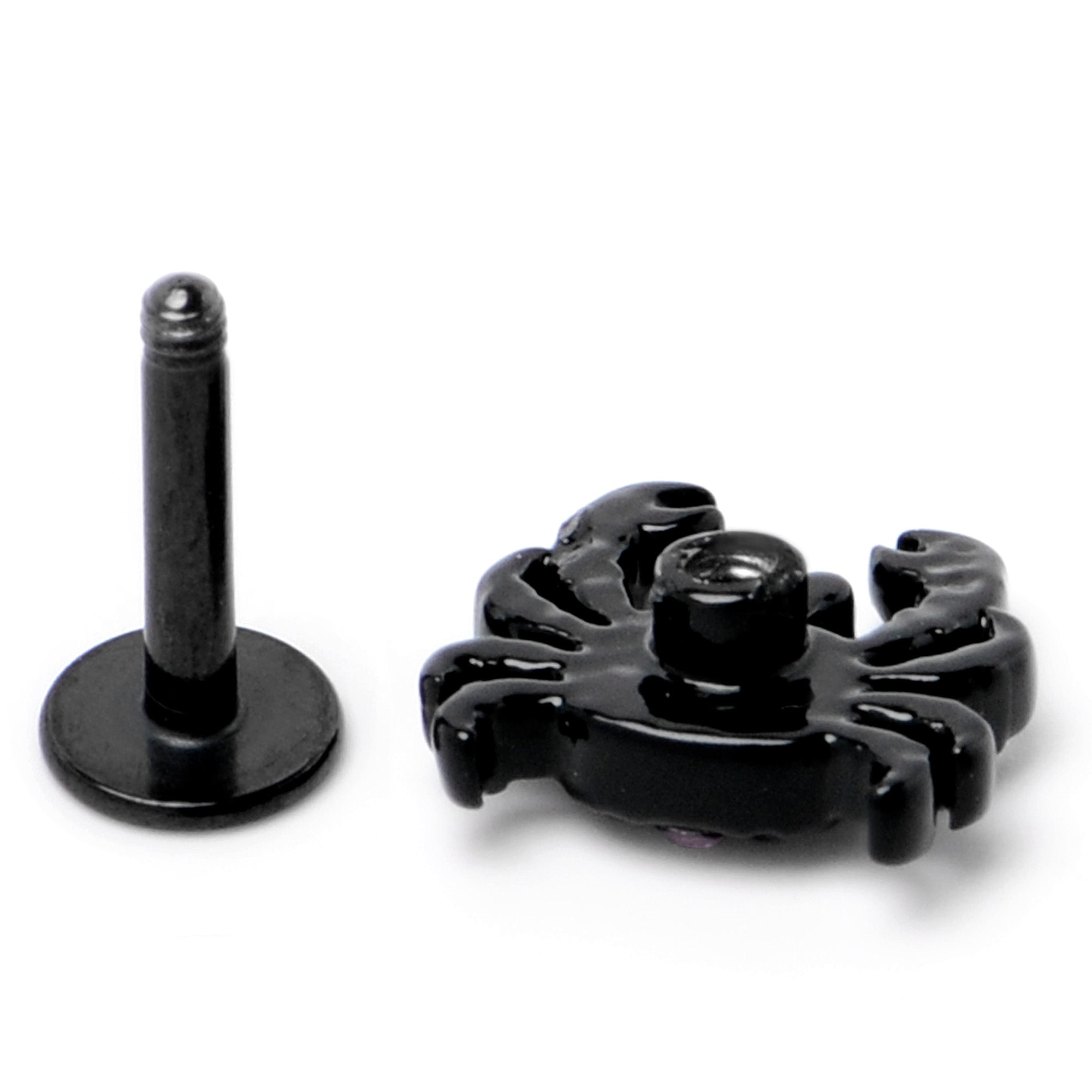 16G 1/4 Purple Gem Black Chic Crab Labret