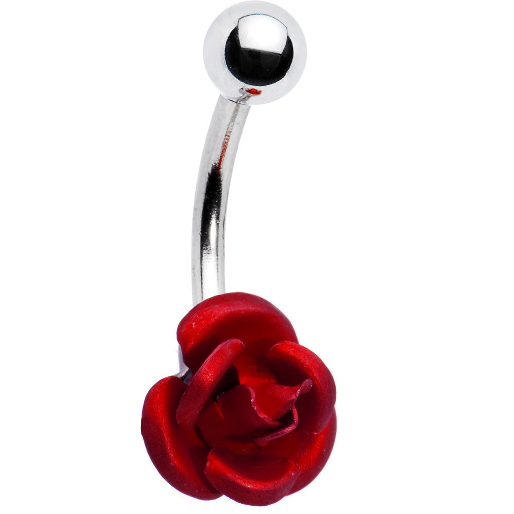 SINGLE Red ROSE Belly Button Ring