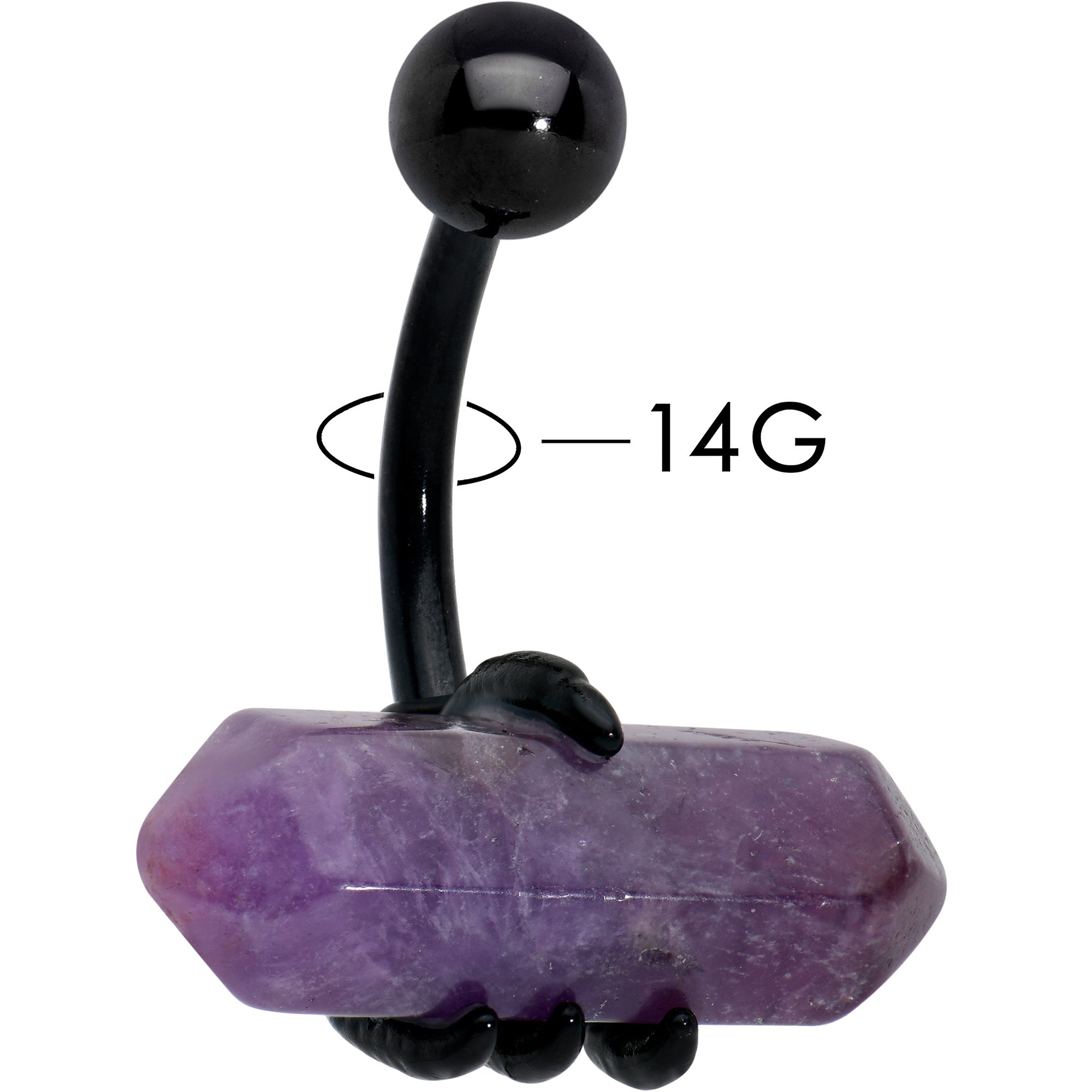Purple Amethyst Stone Black Claw Belly Ring