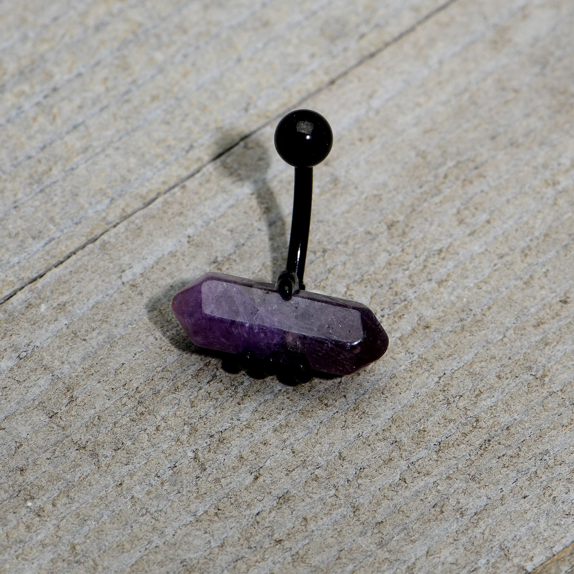 Purple Amethyst Stone Black Claw Belly Ring