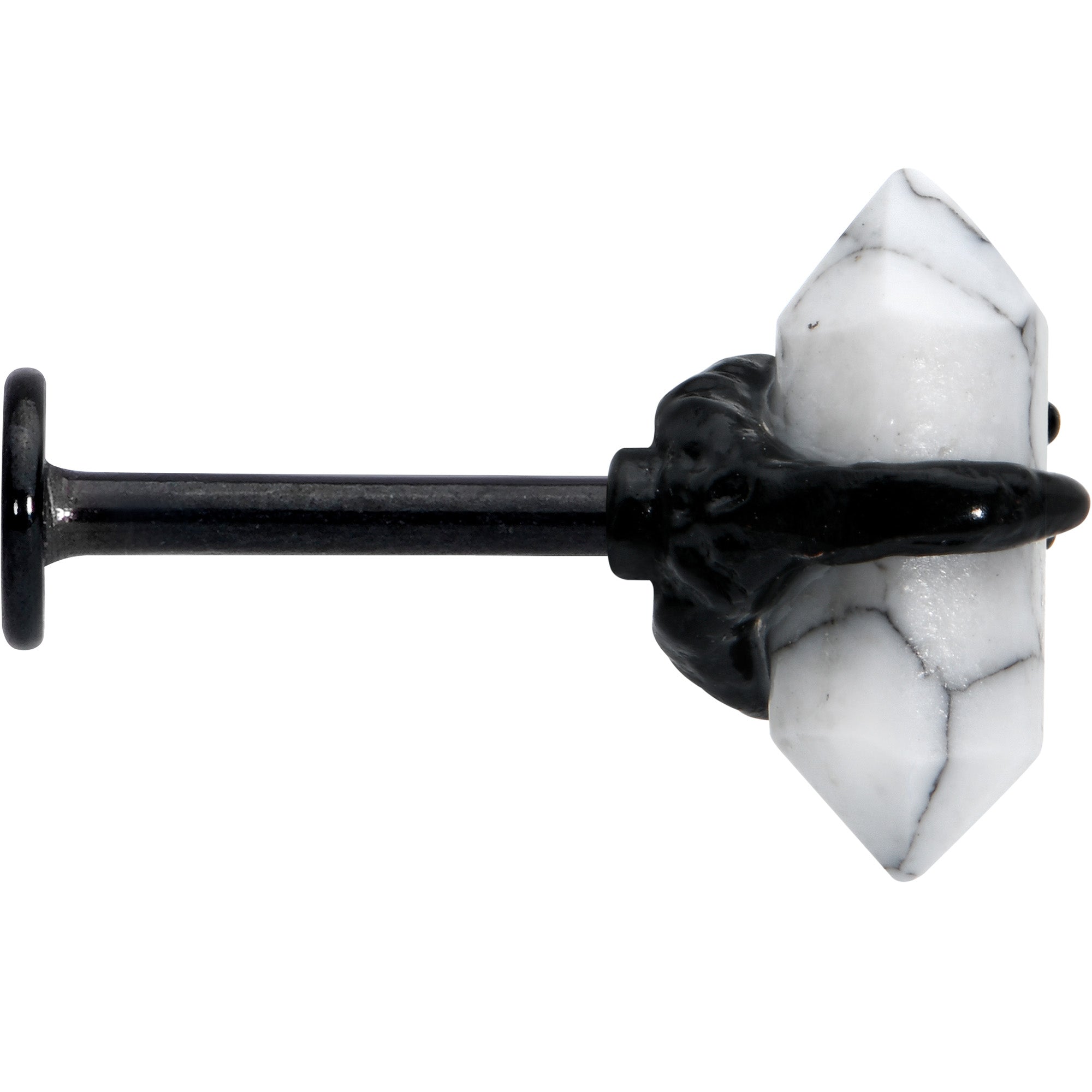 16G 5/16 White Howlite Black Claw Obelisk Labret Monroe Tragus