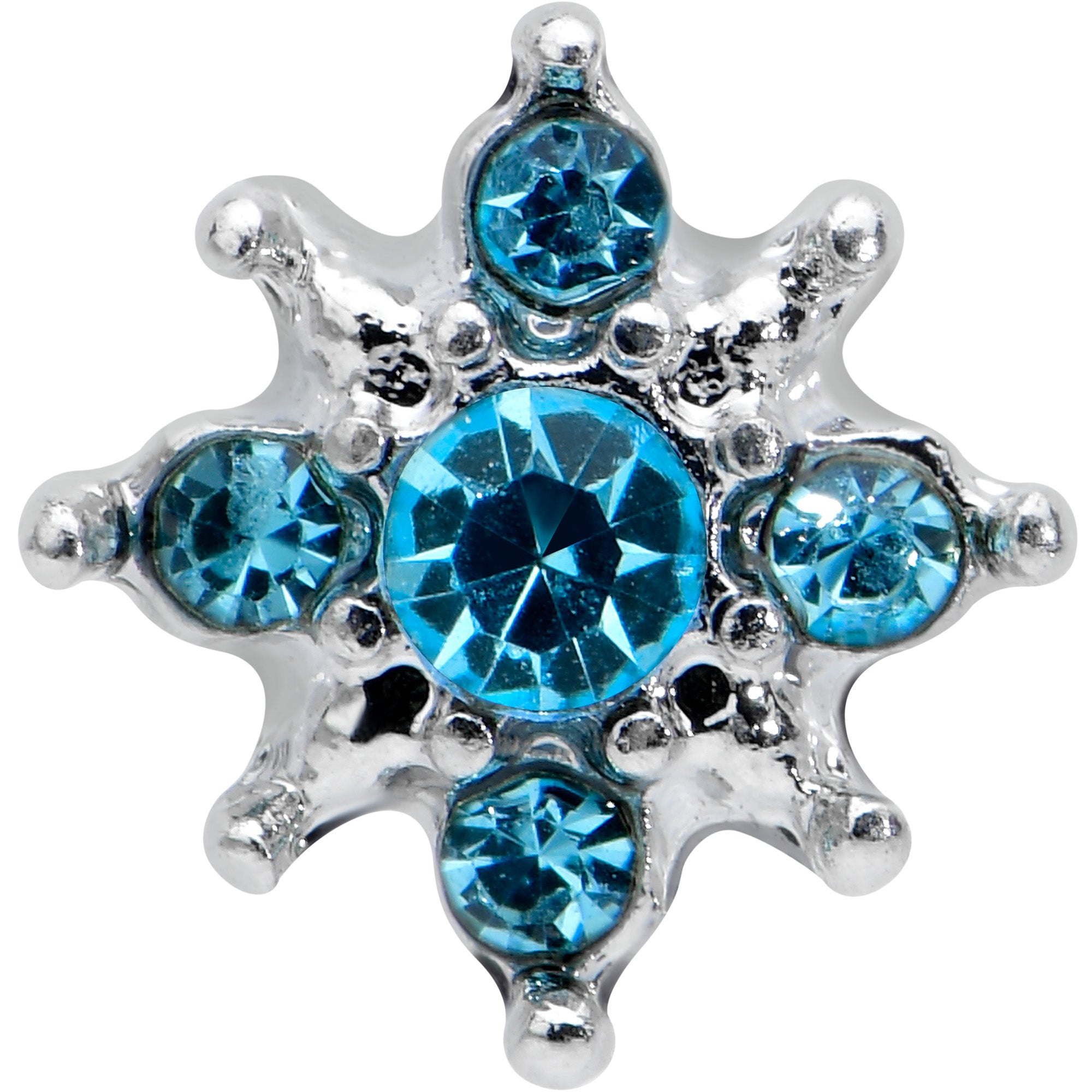 16 Gauge 5/16 Blue Gem Stylish Snowflake Labret Monroe Tragus