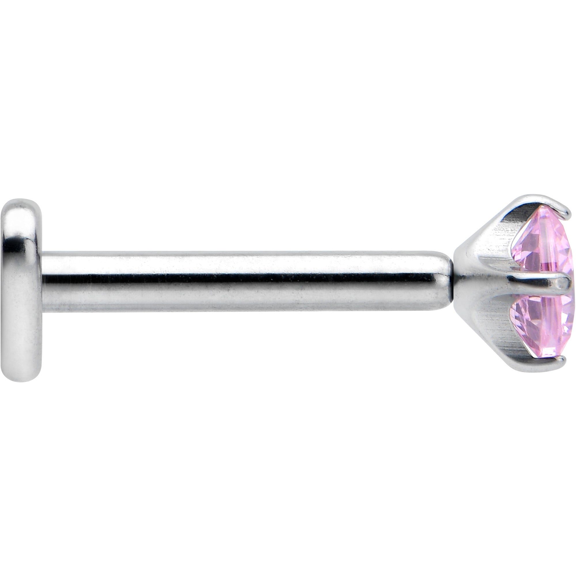 16 Gauge 5/16 Pink CZ ASTM F-136 Implant Grade Titanium Threadless Heart End Labret
