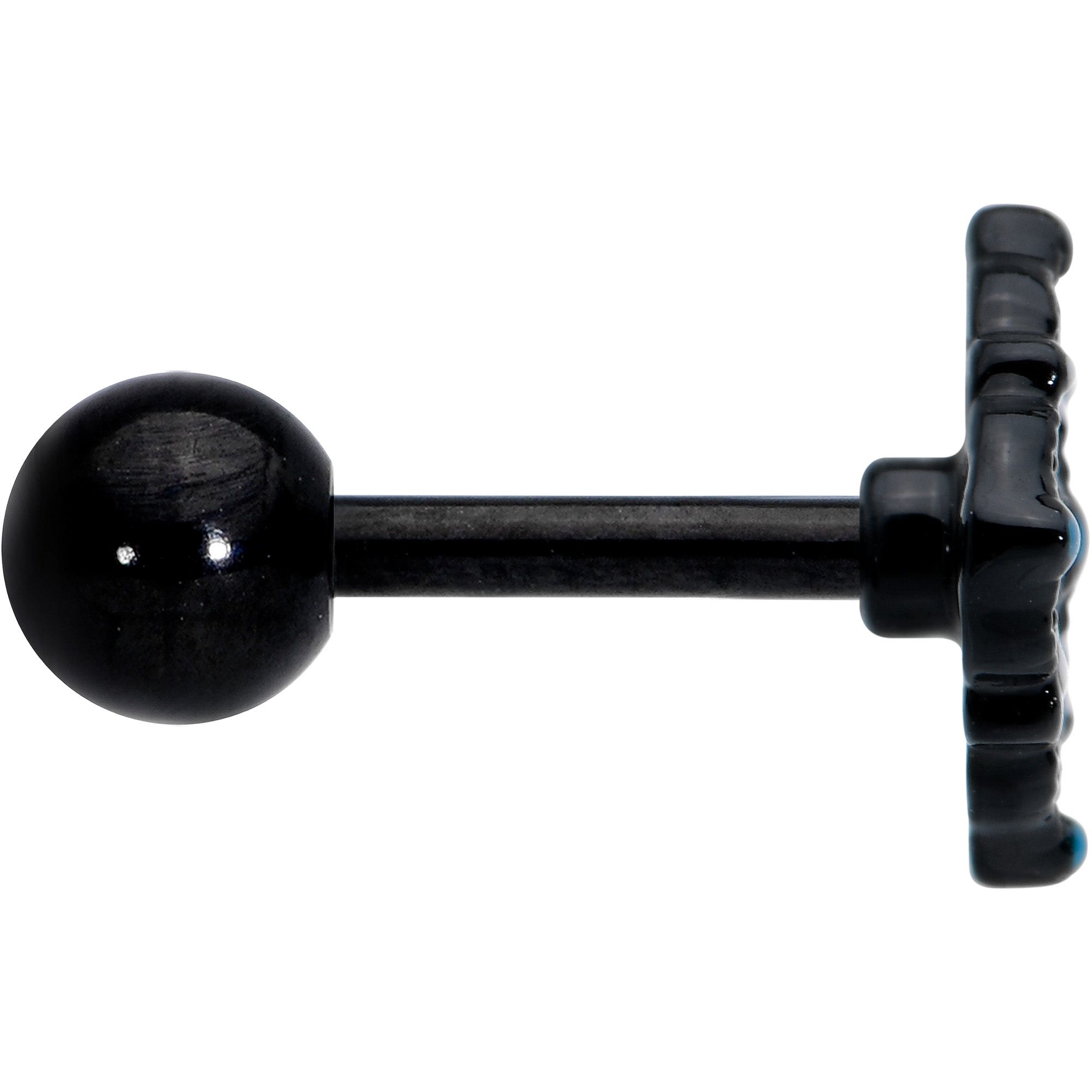 16G 1/4 Blue Gem Black Lacy Rhombus Cartilage Tragus Earring