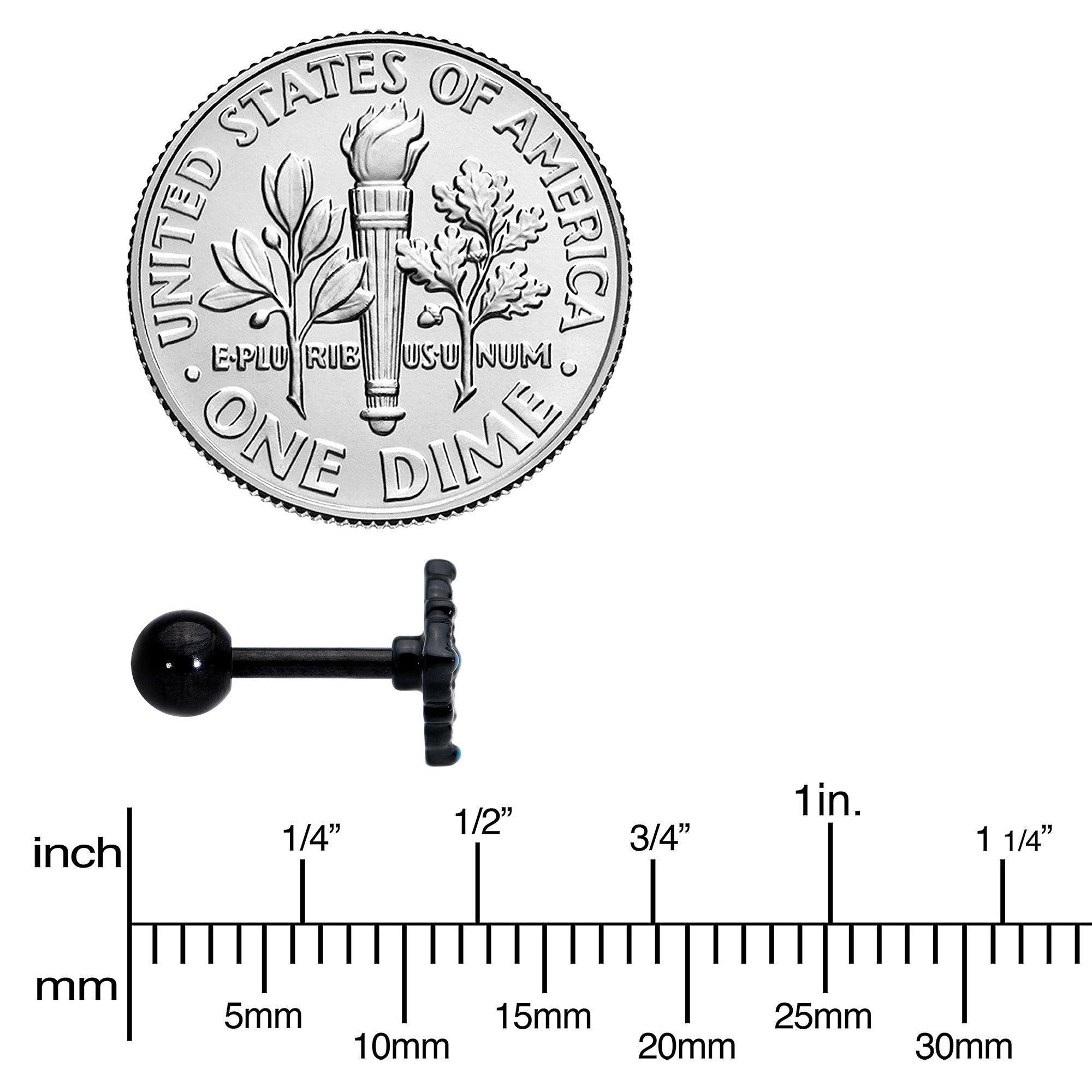 16G 1/4 Blue Gem Black Lacy Rhombus Cartilage Tragus Earring