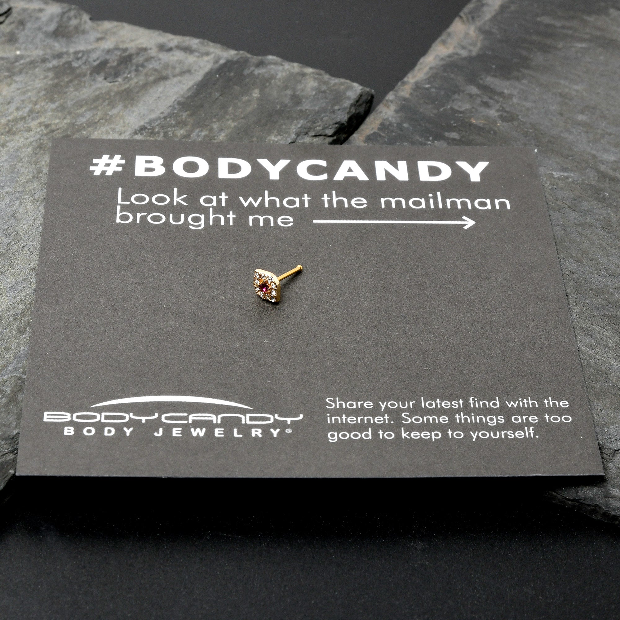 20G 1/4 Clear Pink Gem Gold Tone Open Eye Nose Bone