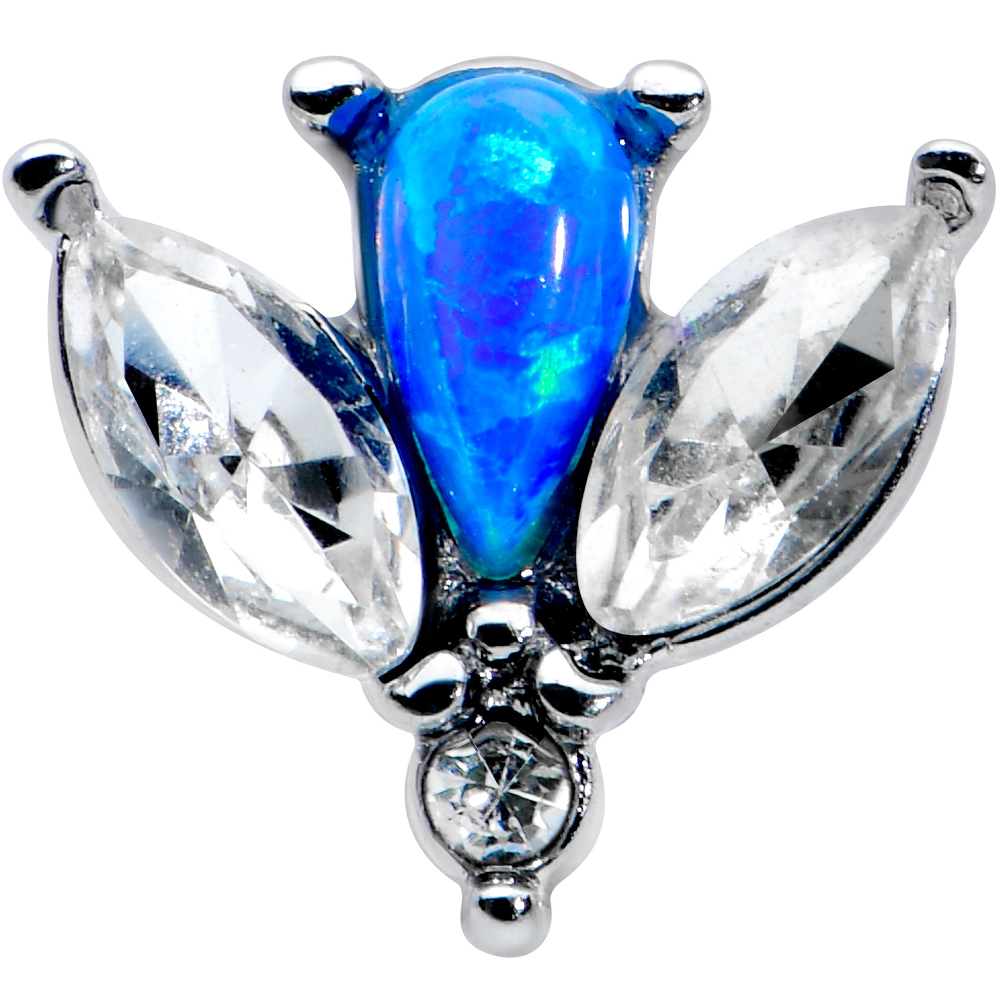16 Gauge 5/16 Blue Synthetic Opal Style Flower Labret Monroe Tragus