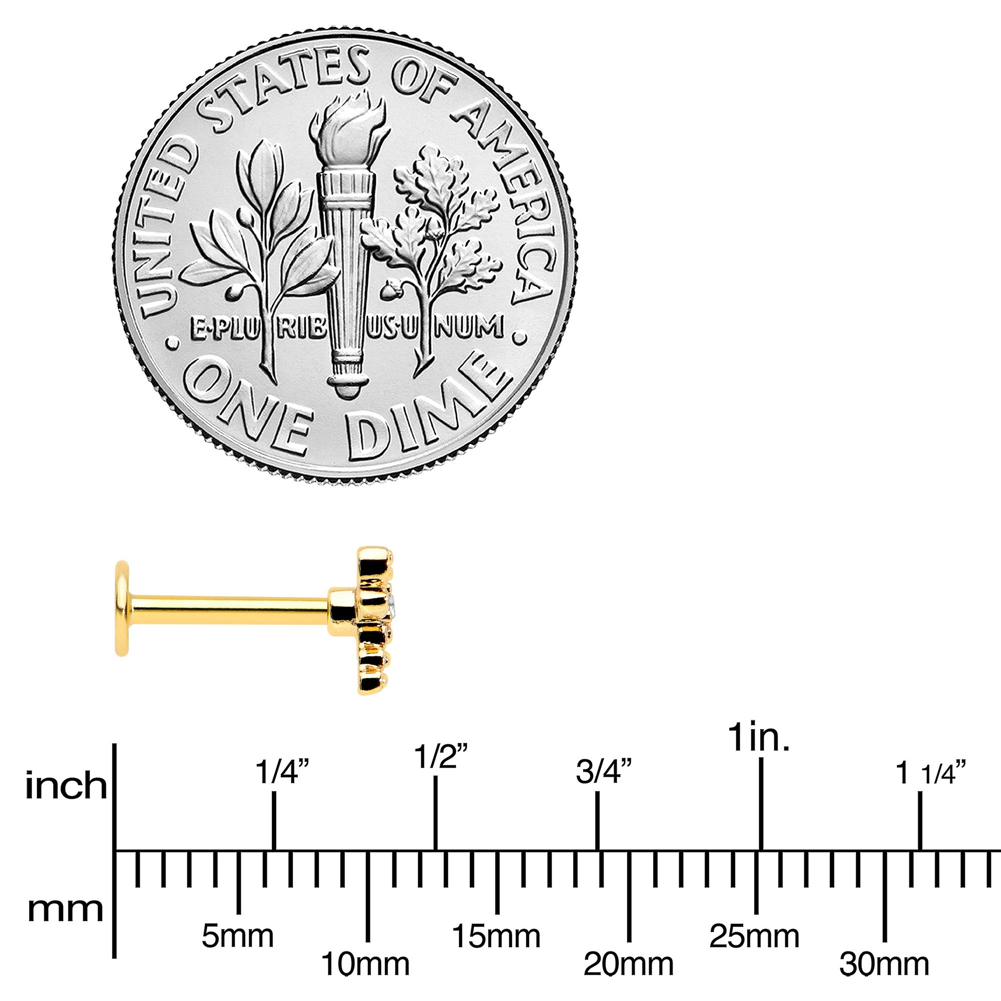 16G 5/16 Clear Gem Gold Hue Flying Dragonfly Labret Monroe Tragus