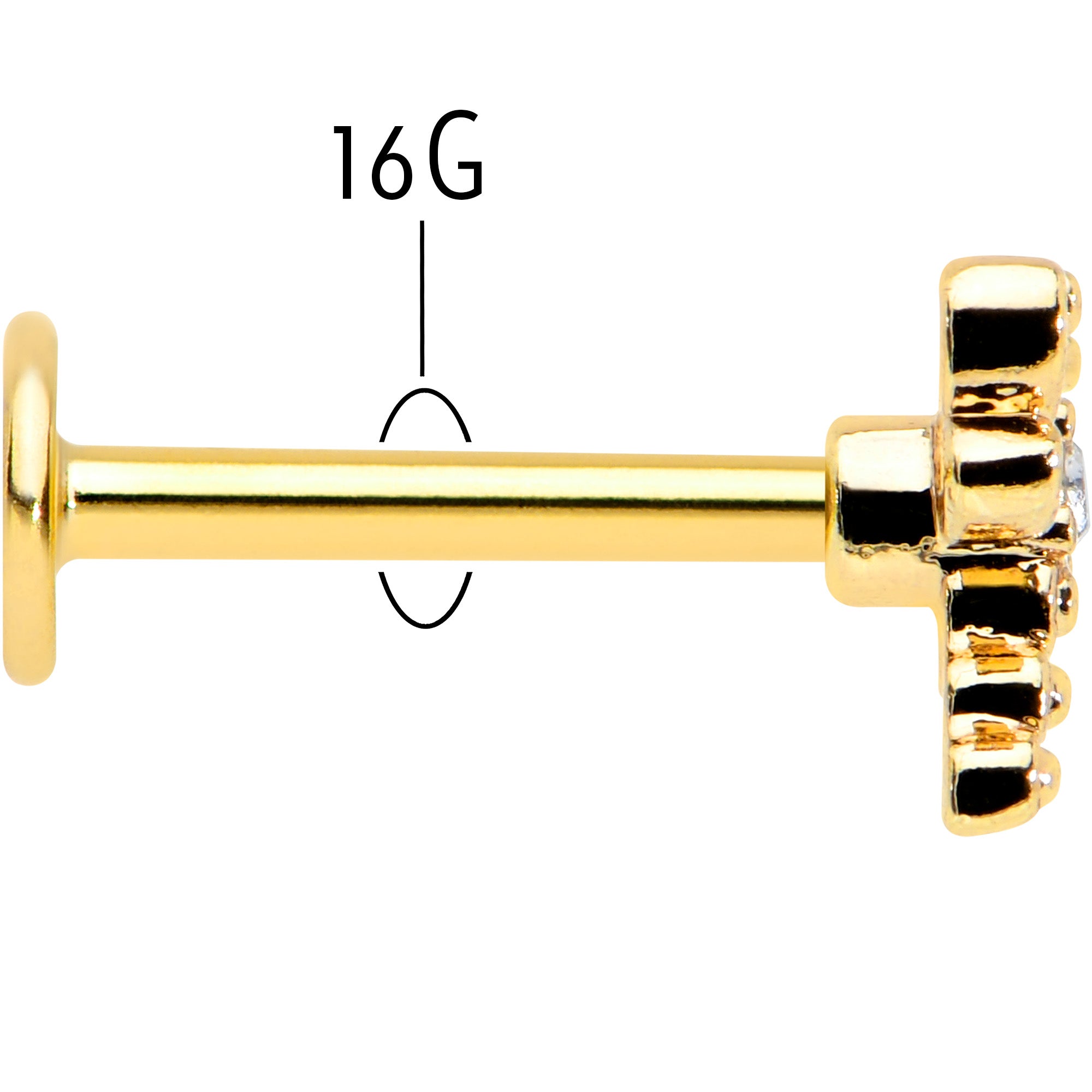 16G 5/16 Clear Gem Gold Hue Flying Dragonfly Labret Monroe Tragus