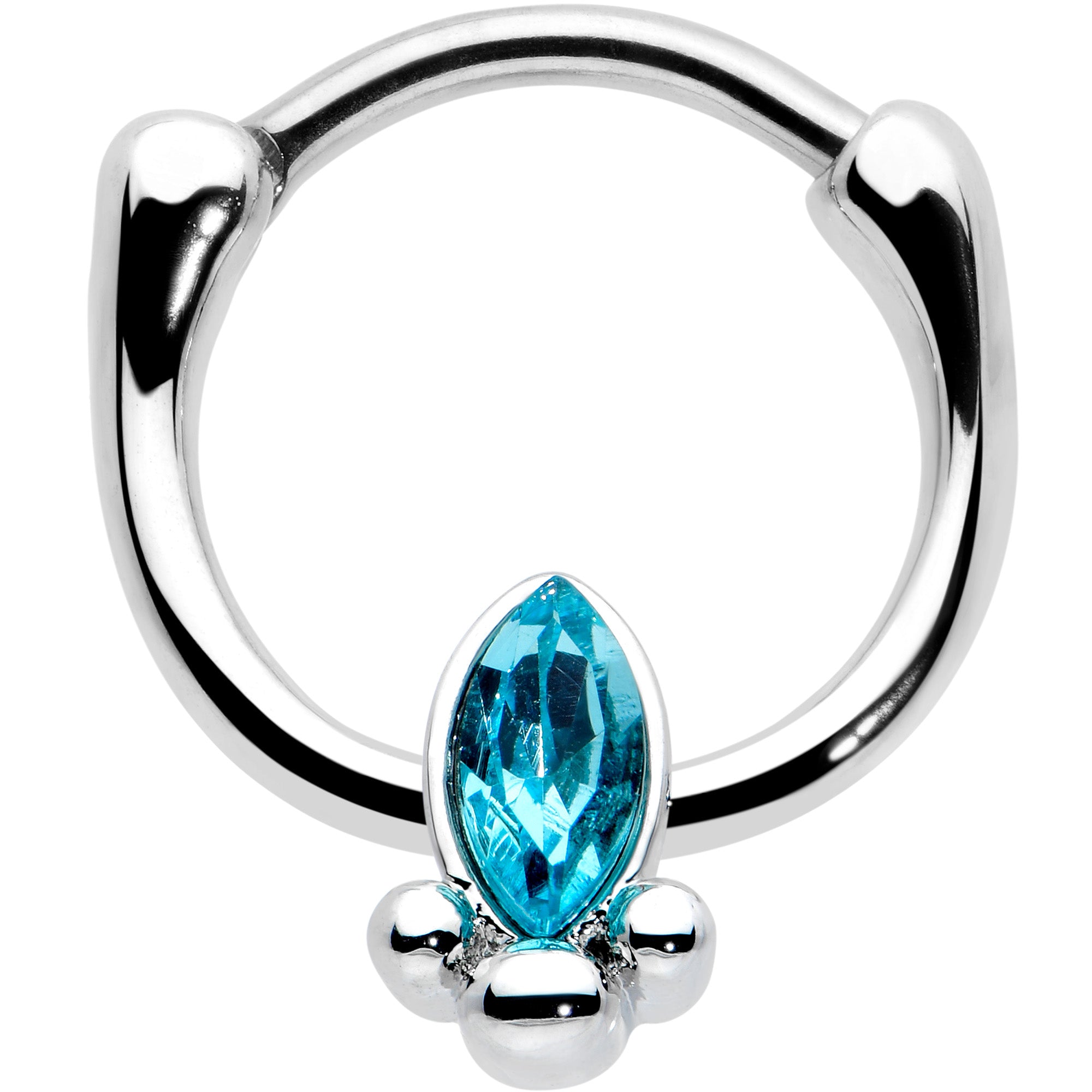 16G 5/16 Blue Gem Deco Oval Cartilage Clicker