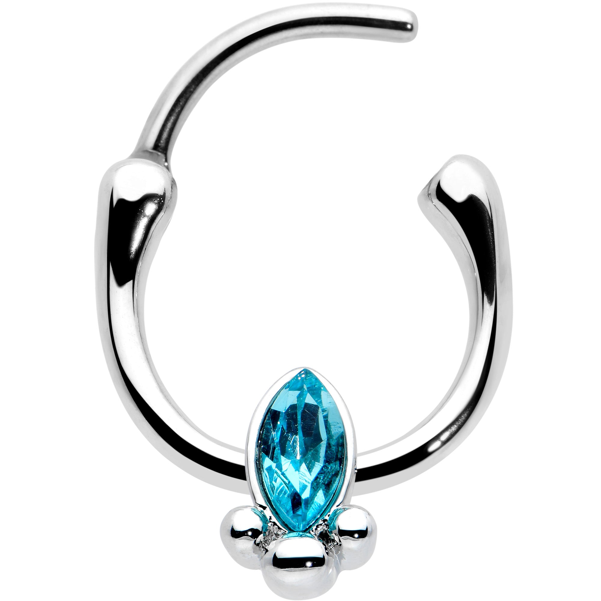 16G 5/16 Blue Gem Deco Oval Cartilage Clicker