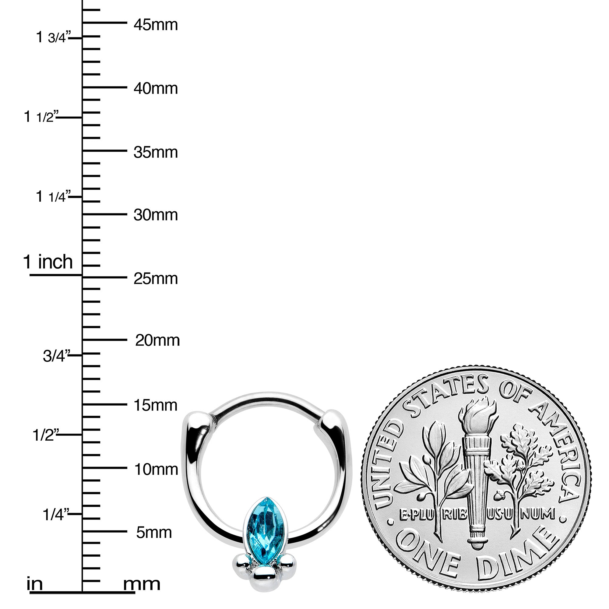 16G 5/16 Blue Gem Deco Oval Cartilage Clicker