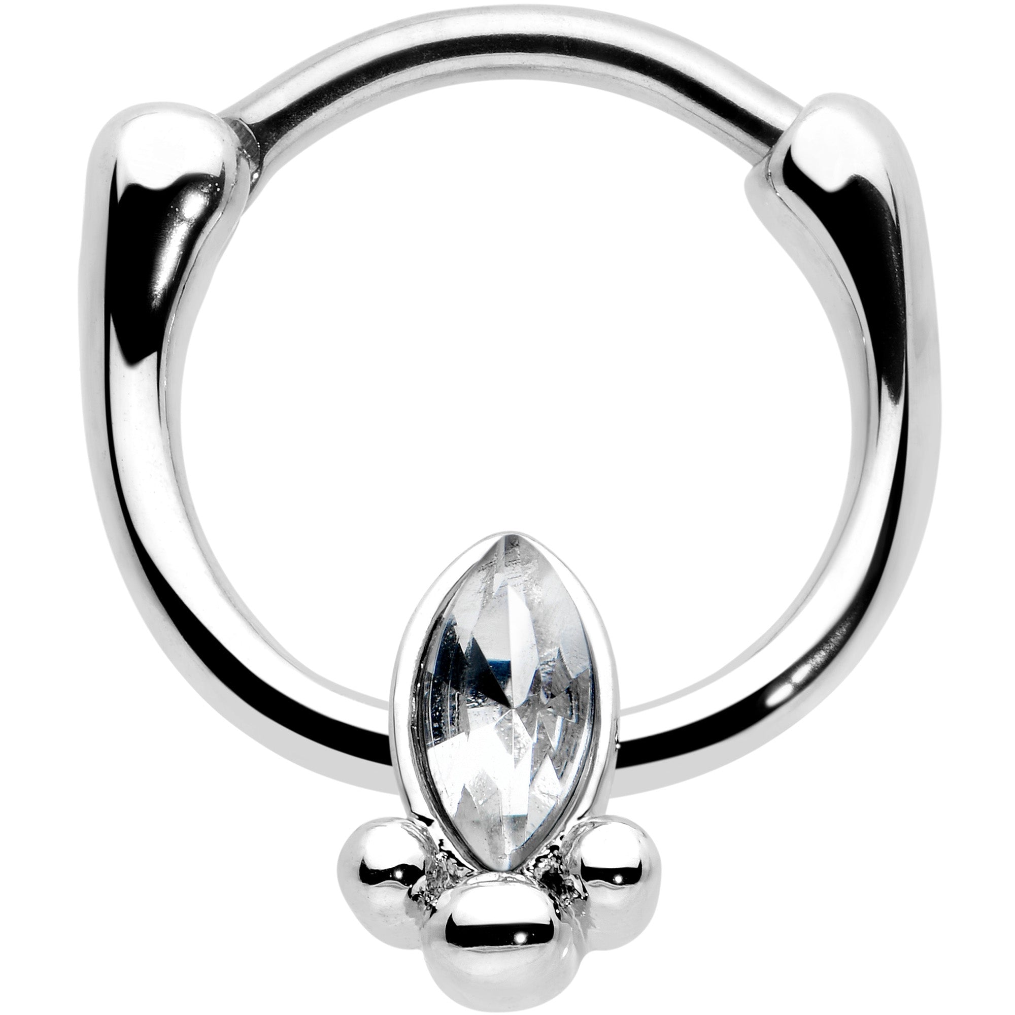 16G 5/16 Clear Gem Deco Oval Cartilage Clicker