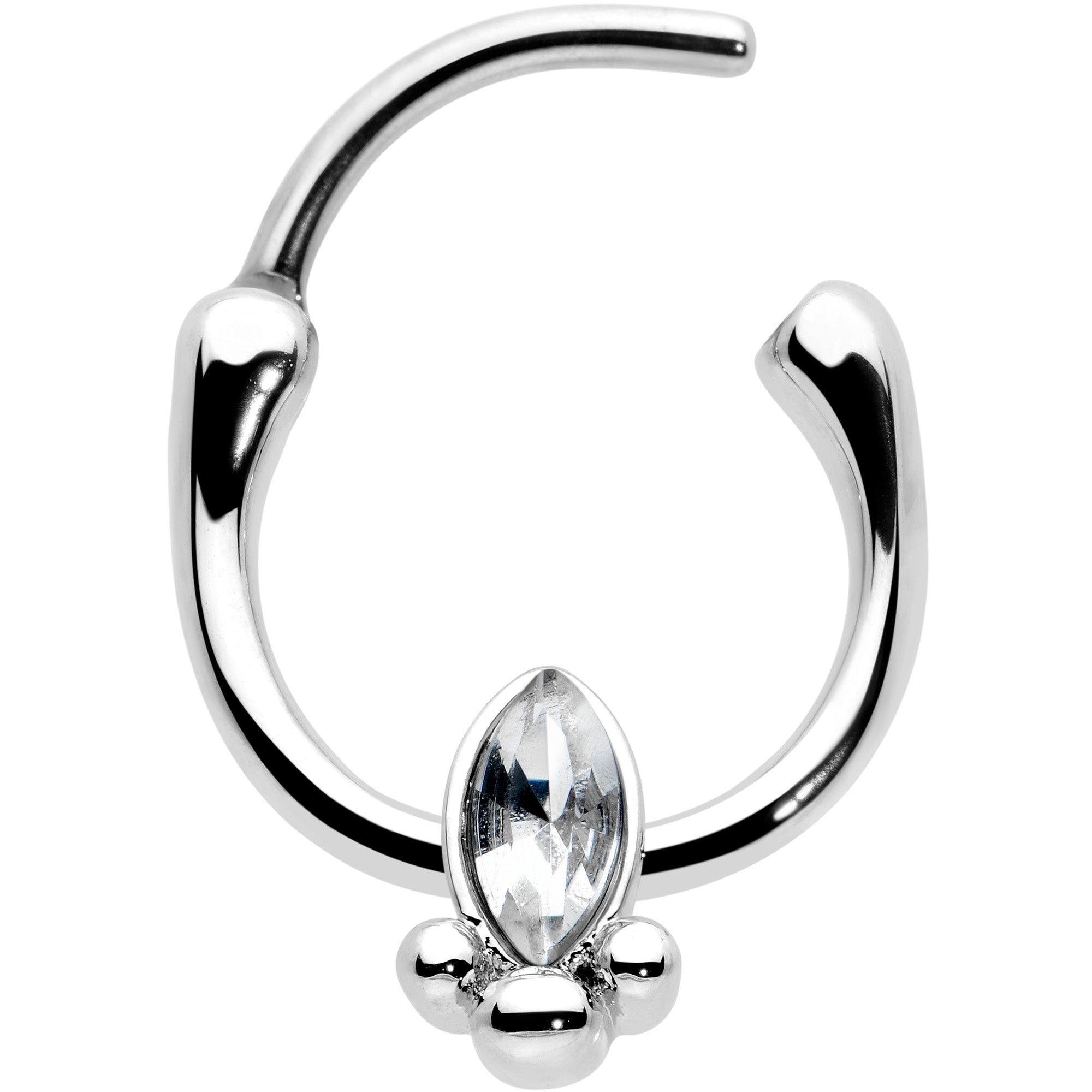 16G 5/16 Clear Gem Deco Oval Cartilage Clicker