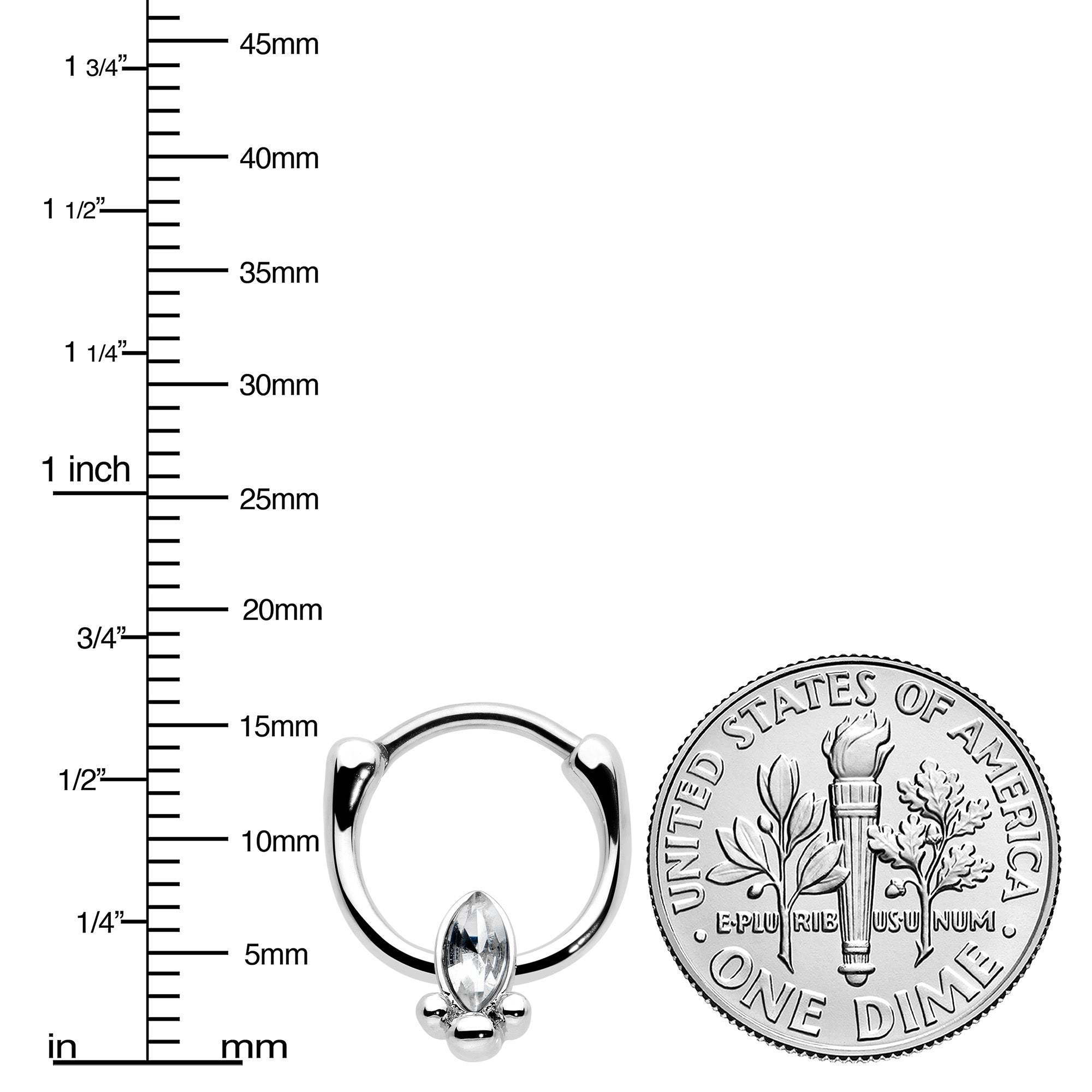 16G 5/16 Clear Gem Deco Oval Cartilage Clicker