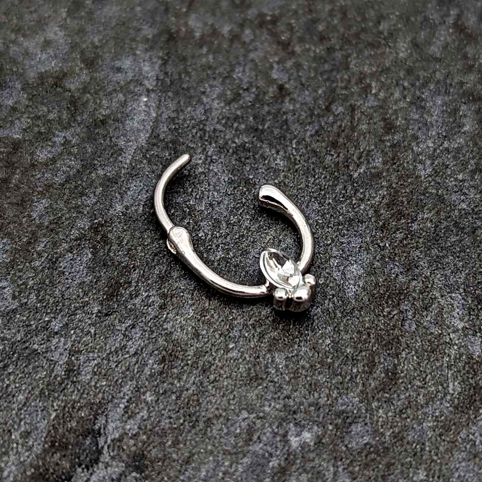 16G 5/16 Clear Gem Deco Oval Cartilage Clicker