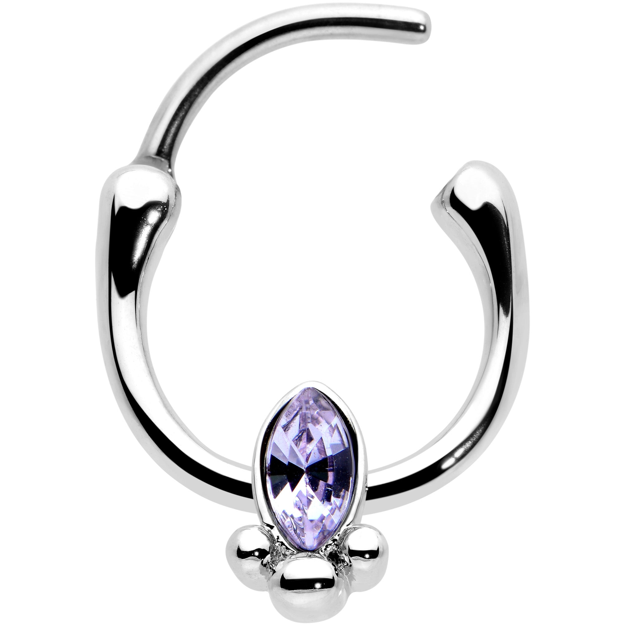 16G 5/16 Purple Gem Deco Oval Cartilage Clicker