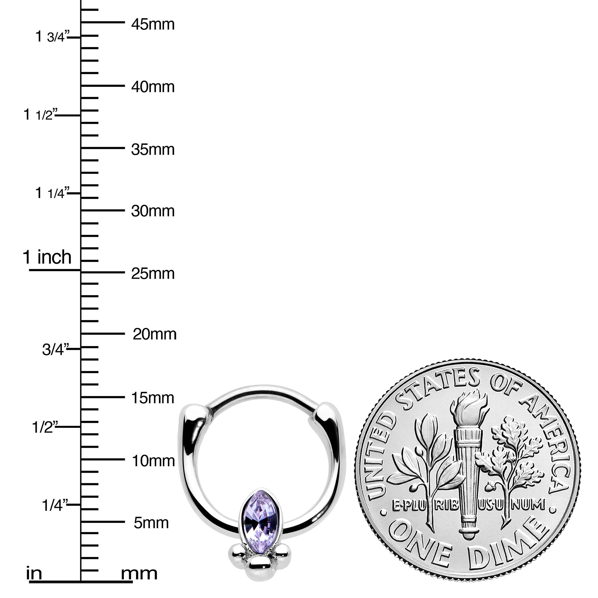 16G 5/16 Purple Gem Deco Oval Cartilage Clicker