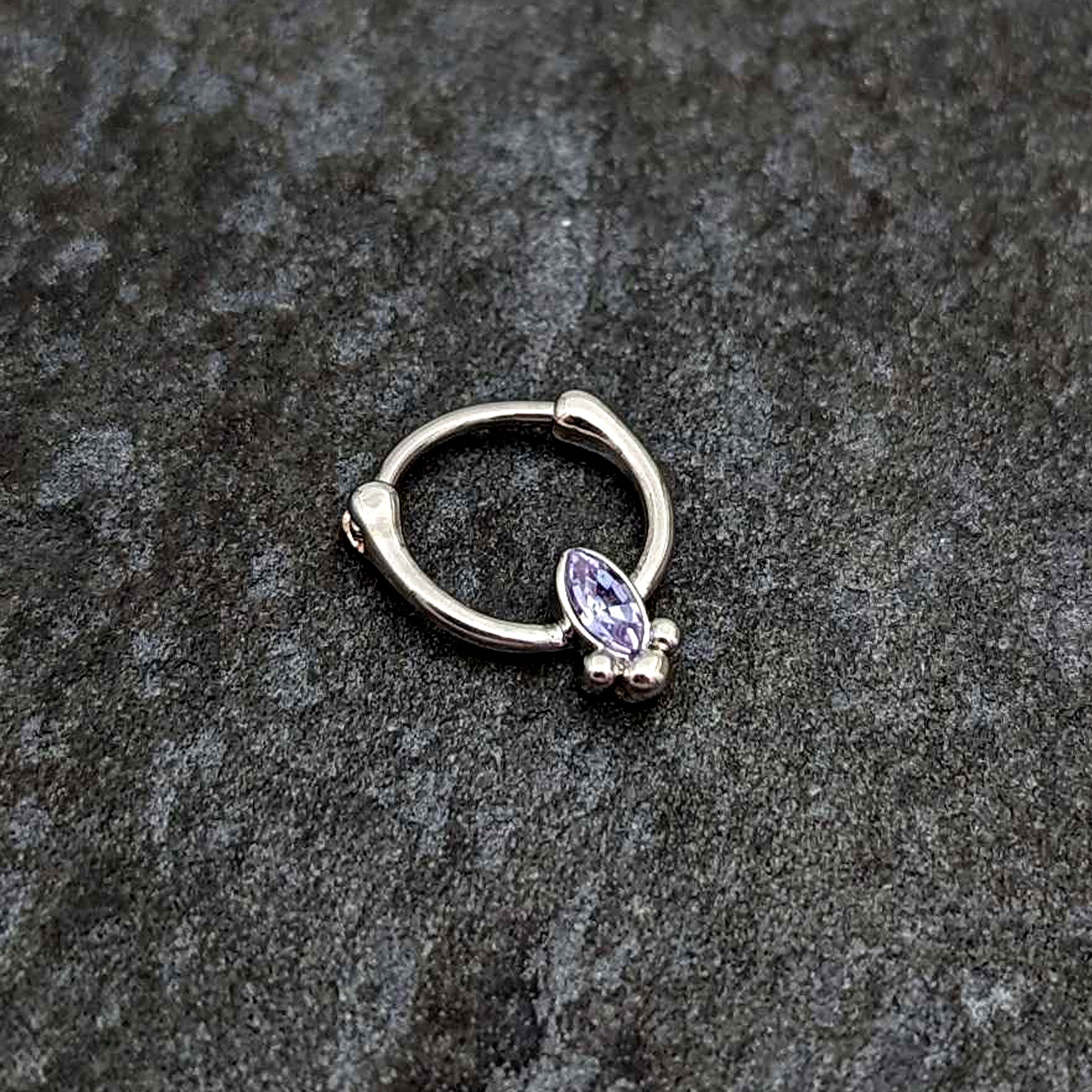 16G 5/16 Purple Gem Deco Oval Cartilage Clicker