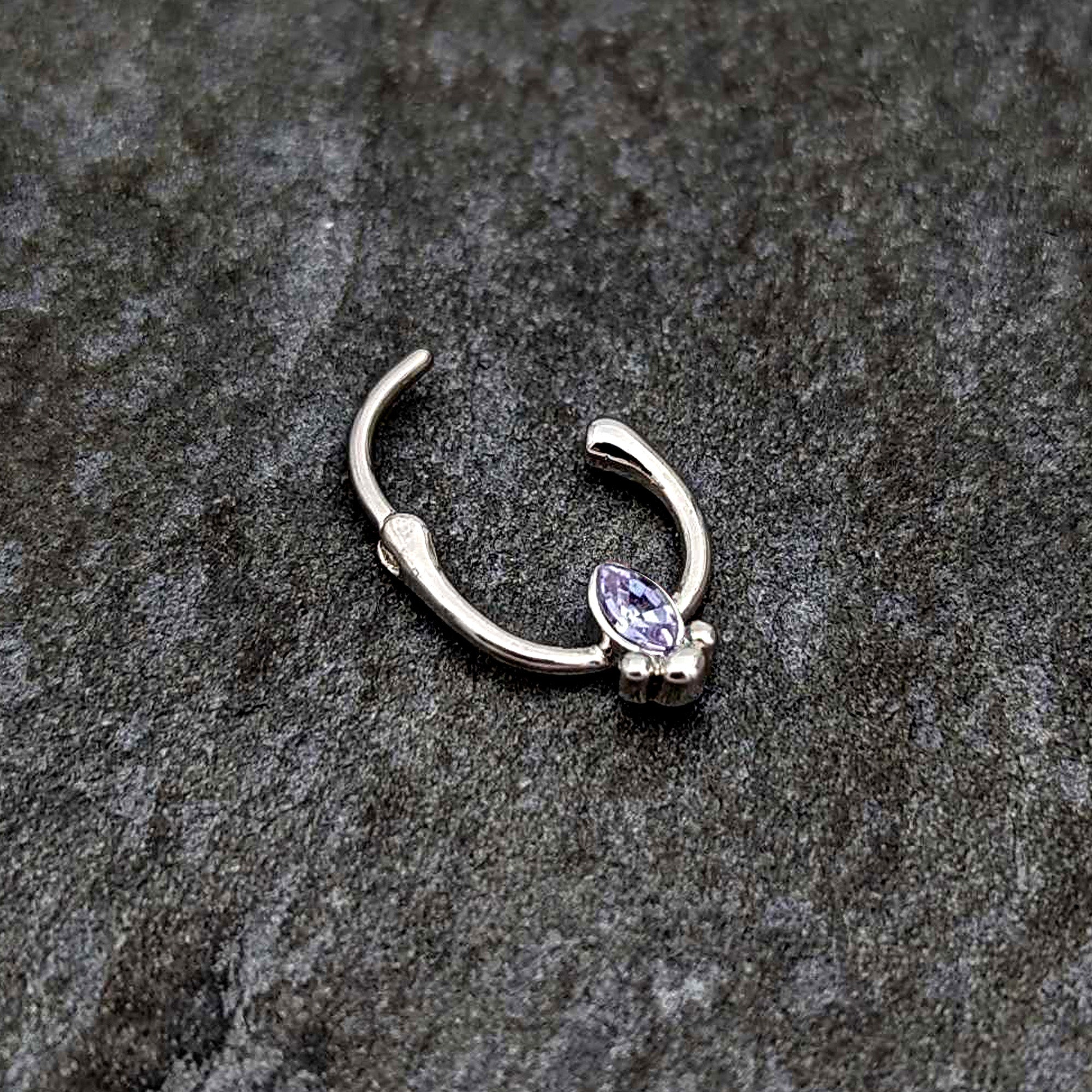 16G 5/16 Purple Gem Deco Oval Cartilage Clicker