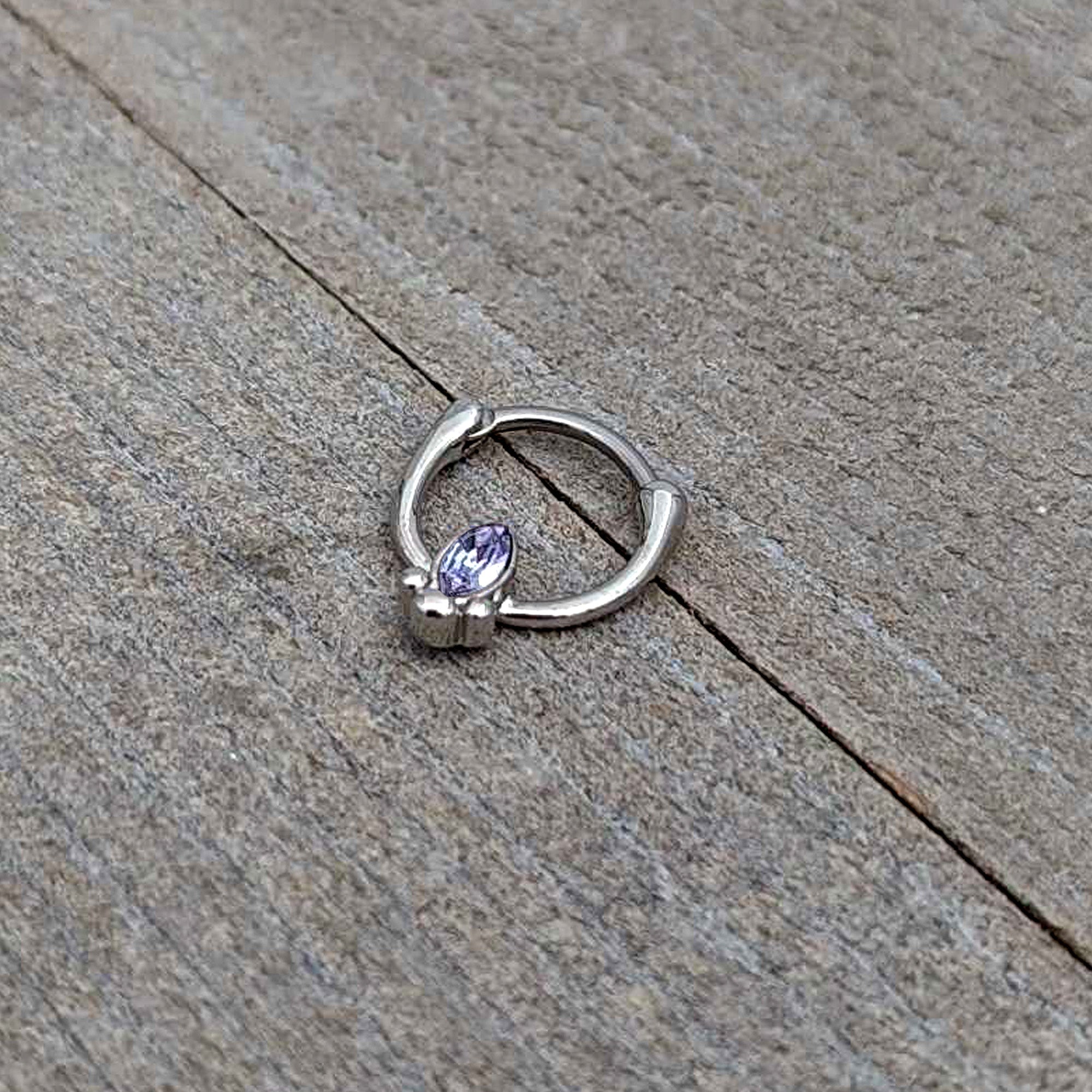 16G 5/16 Purple Gem Deco Oval Cartilage Clicker