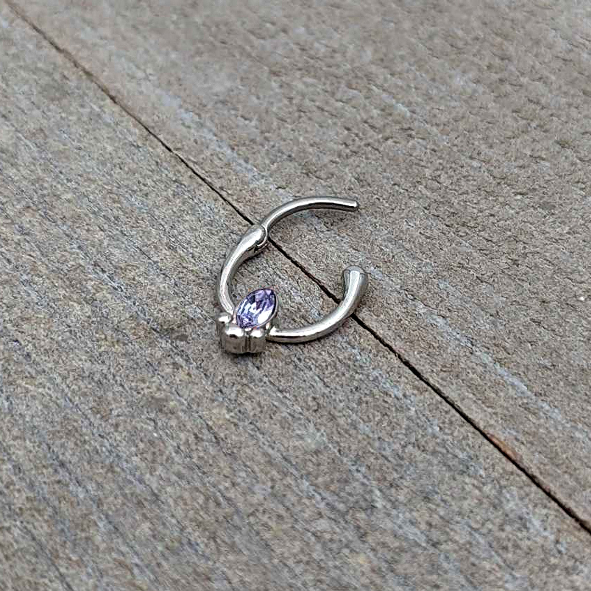 16G 5/16 Purple Gem Deco Oval Cartilage Clicker