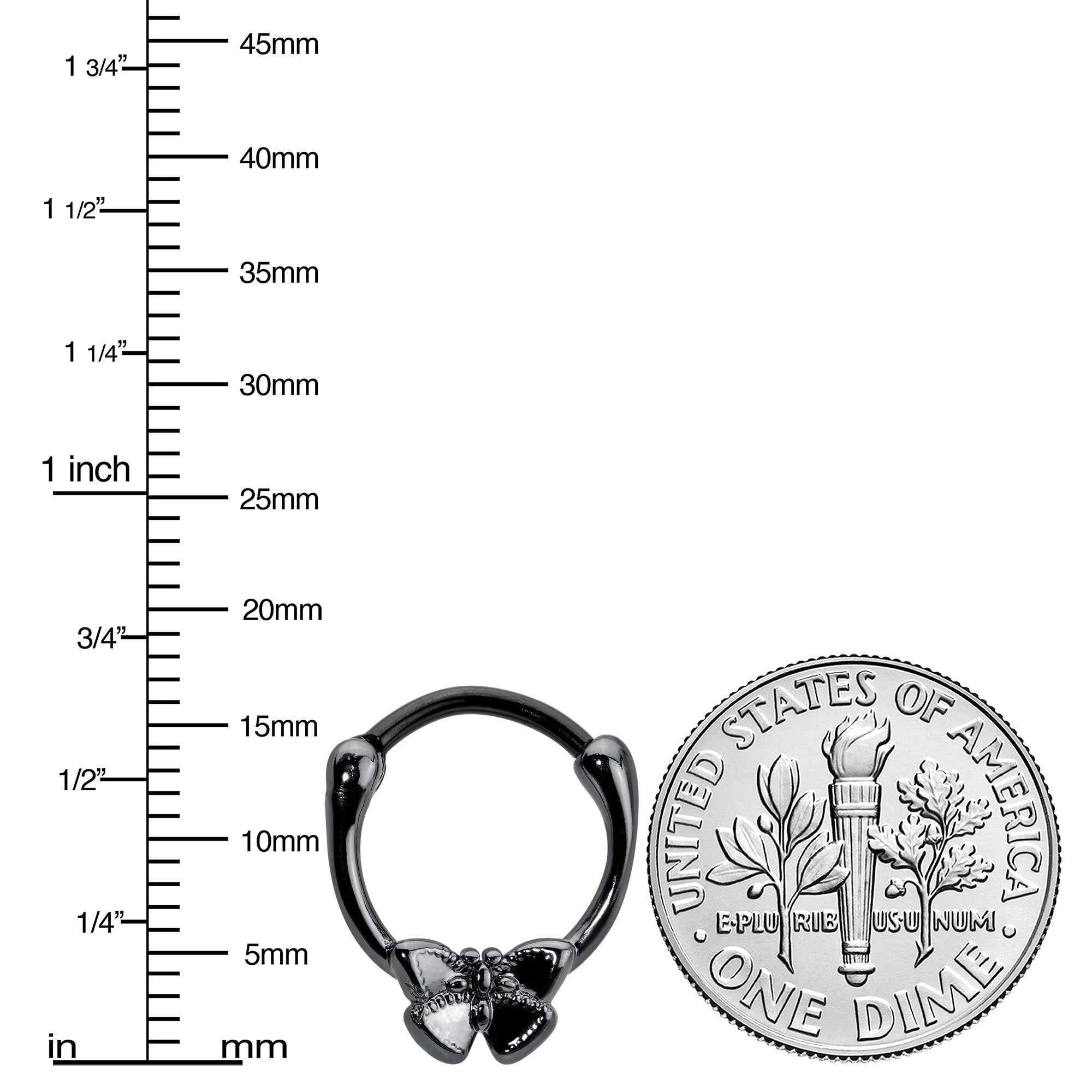 16G 3/8 Black Textured Simple Butterfly Cartilage Clicker