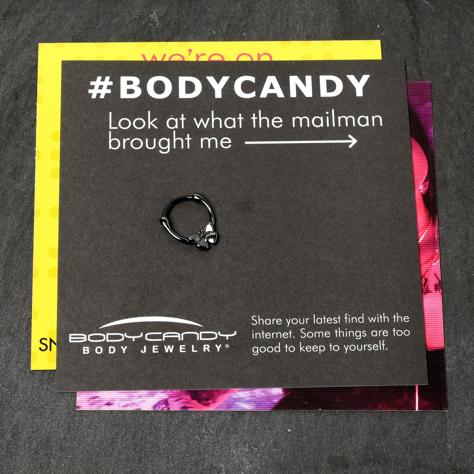 16G 3/8 Black Textured Simple Butterfly Cartilage Clicker