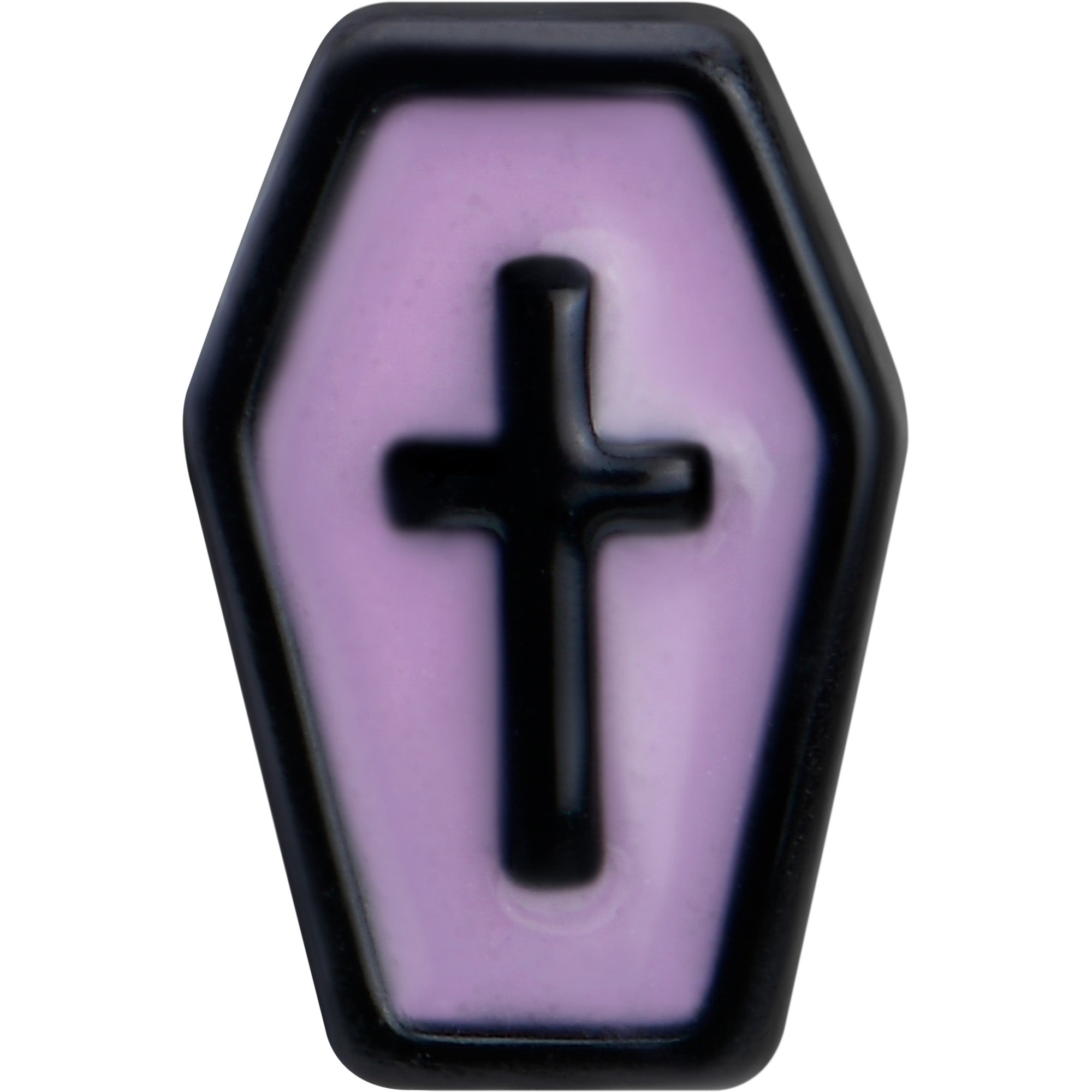 16 Gauge 1/4 Creepy Coffin Lt Purple Glow in Dark Cartilage Earring