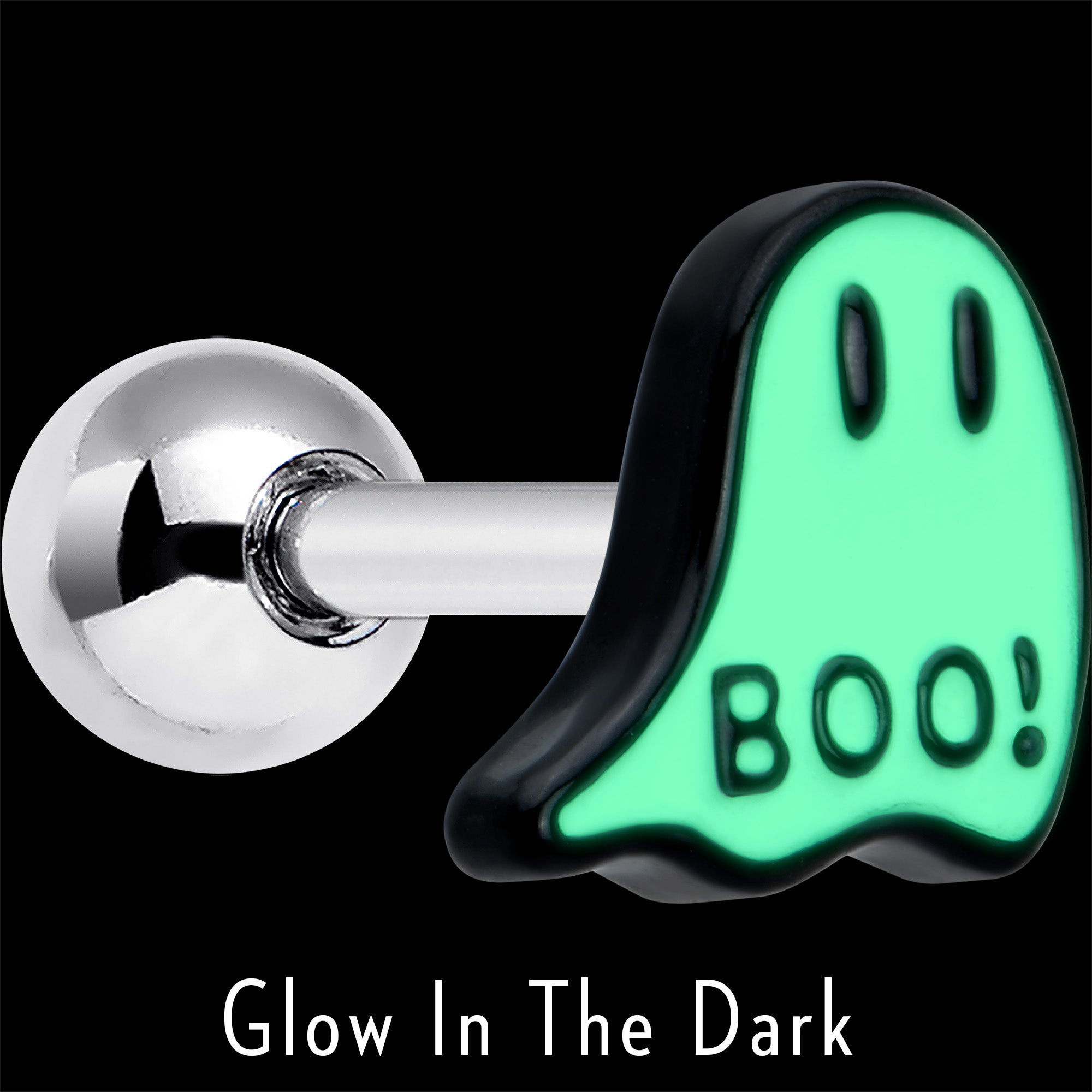 16G 1/4 White Ghost Glow in the Dark Cartilage Tragus Earring