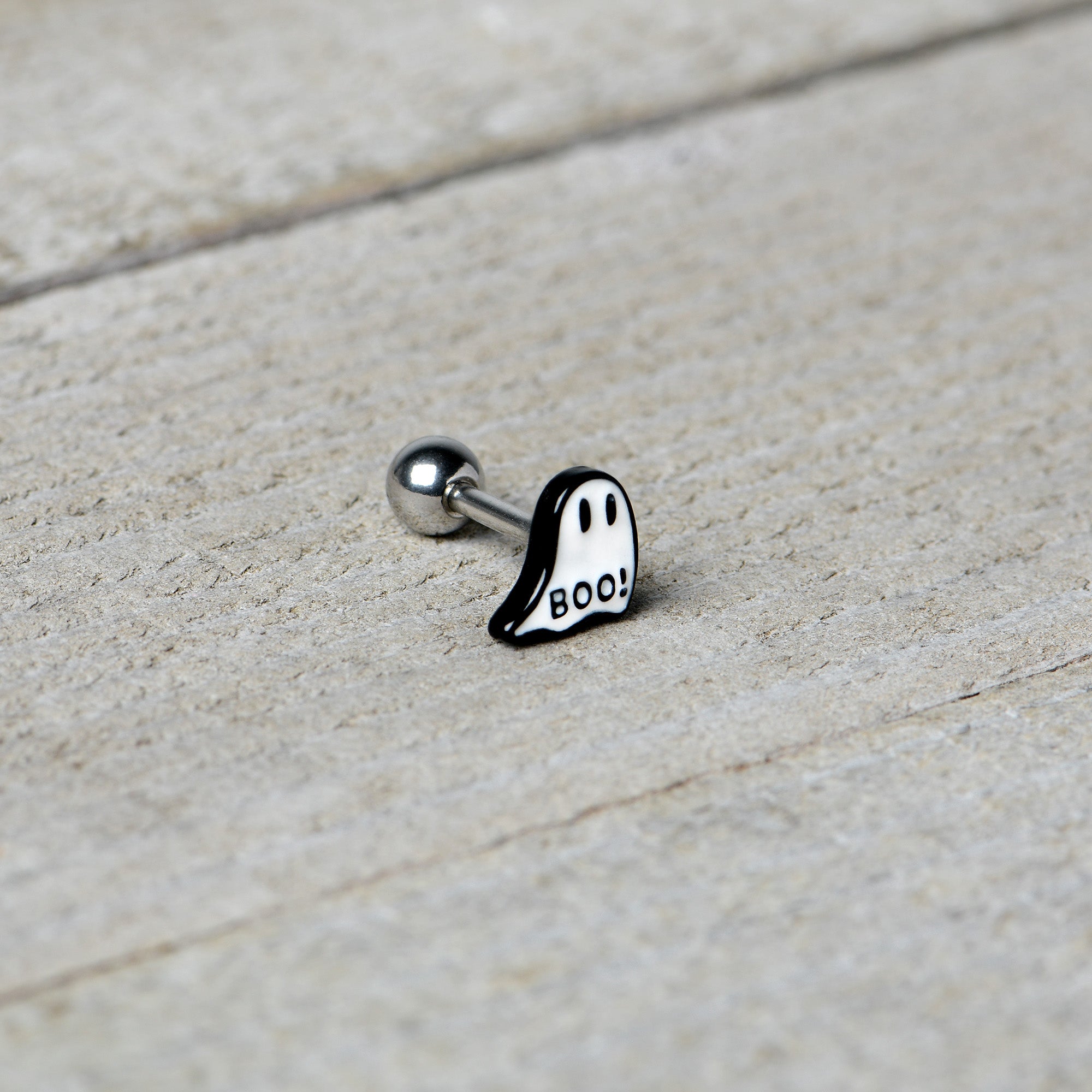 16G 1/4 White Ghost Glow in the Dark Cartilage Tragus Earring