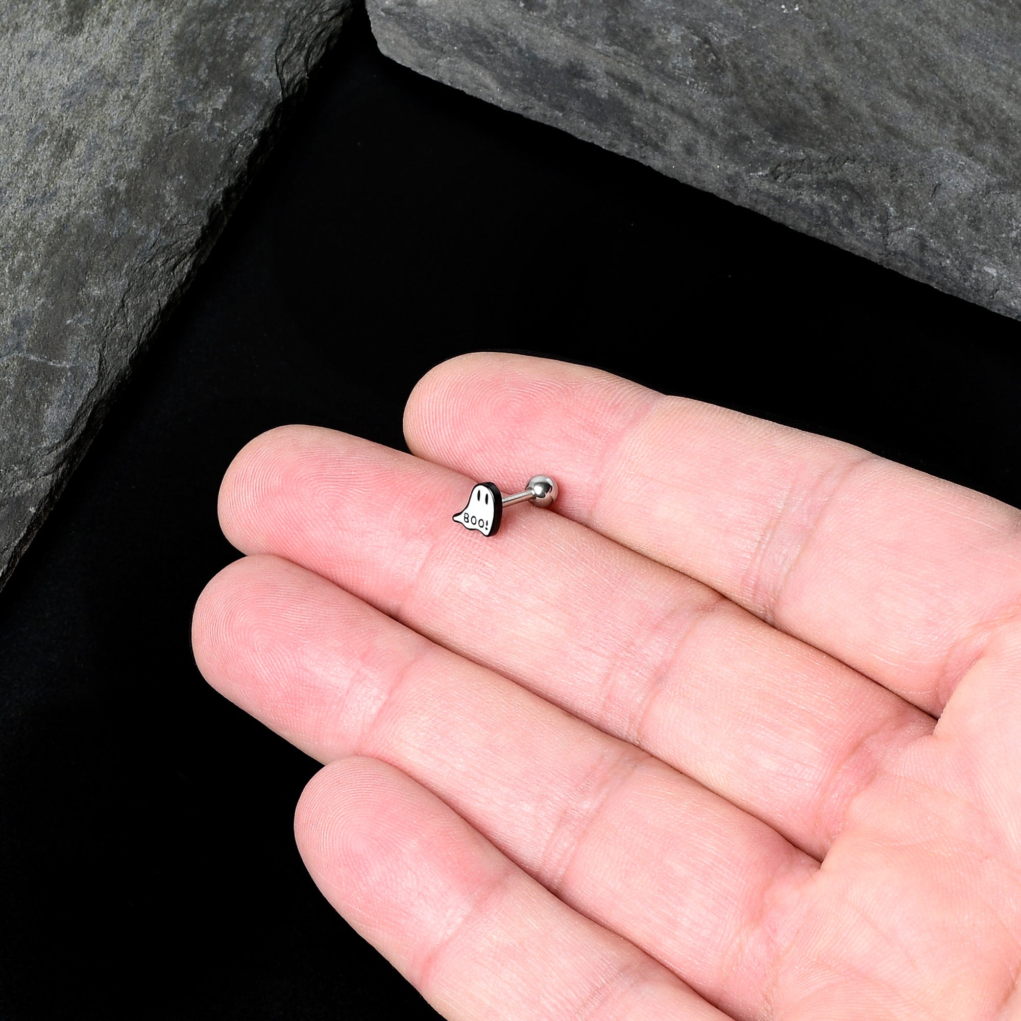 16G 1/4 White Ghost Glow in the Dark Cartilage Tragus Earring