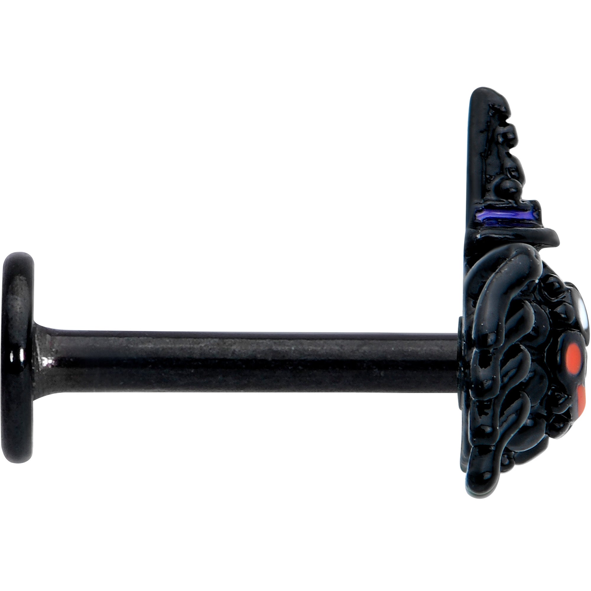 16G 5/16 Black Halloween Witch Smiling Spider Labret Monroe Tragus