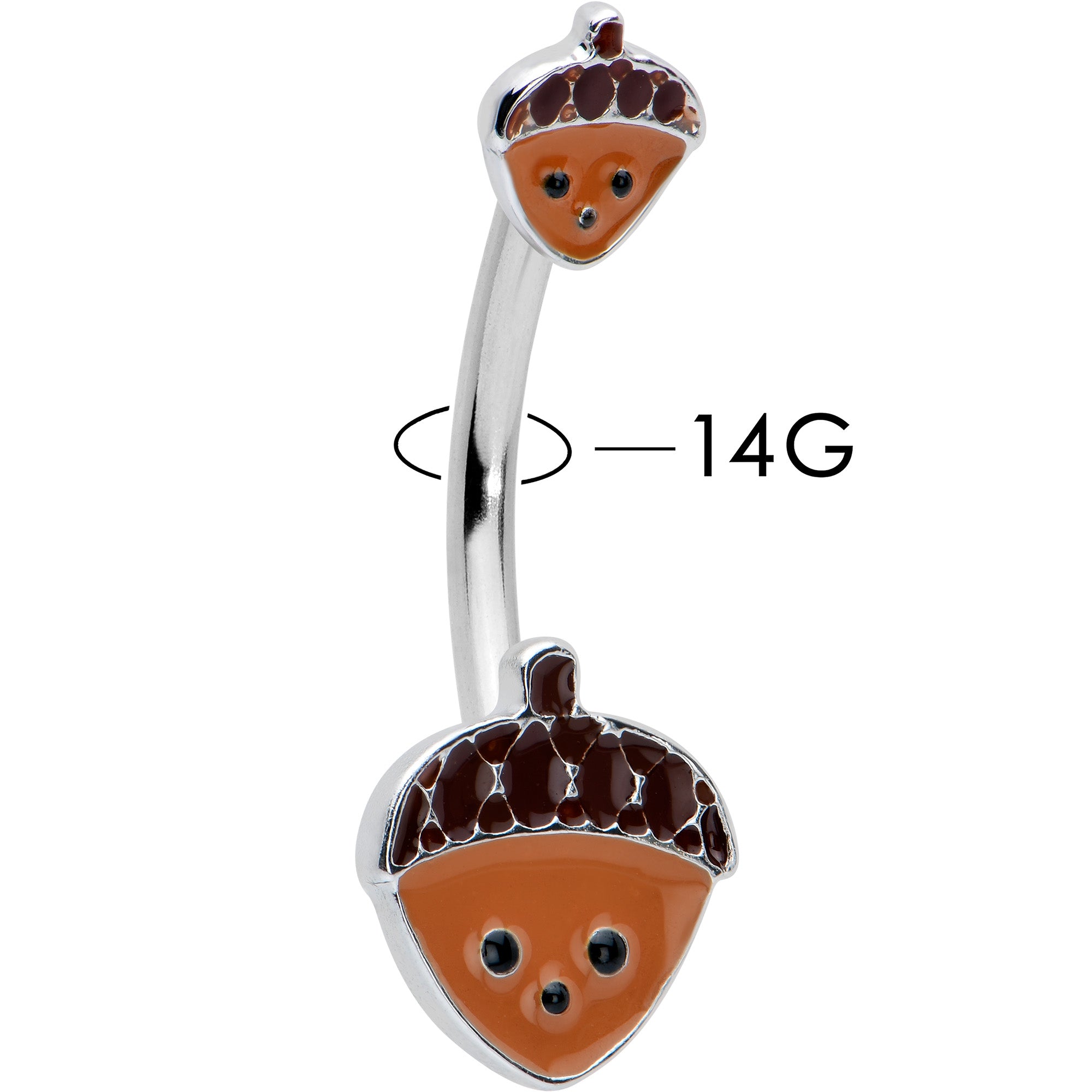 Autumn Acorn Face Brown Fall Double Mount Belly Ring